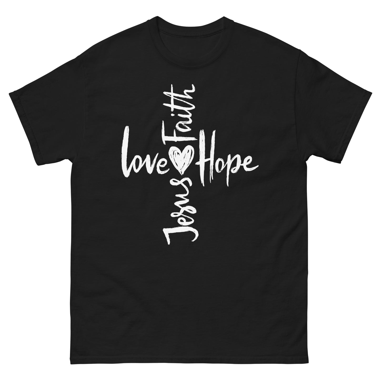 Cross Jesus, Love, Hope and Faith (White design) - Men's classic tee