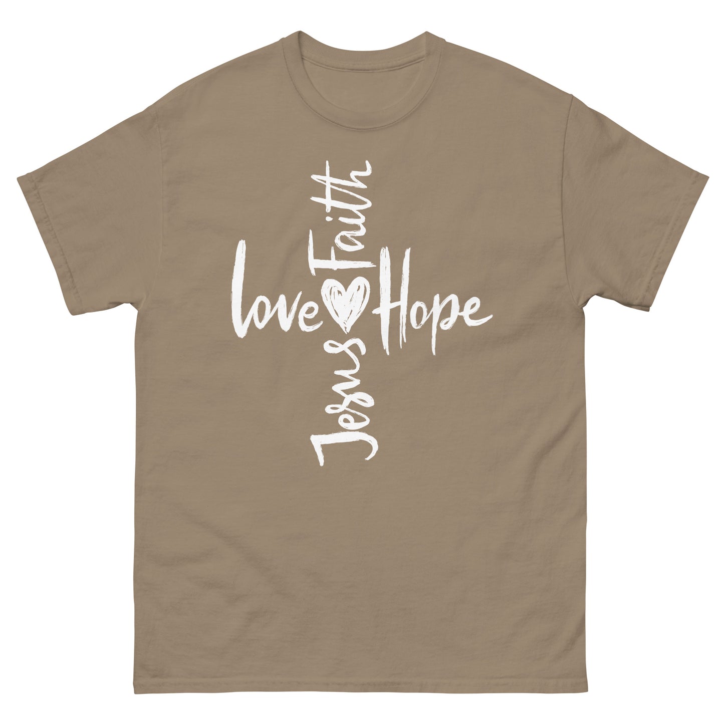 Cross Jesus, Love, Hope and Faith (White design) - Men's classic tee