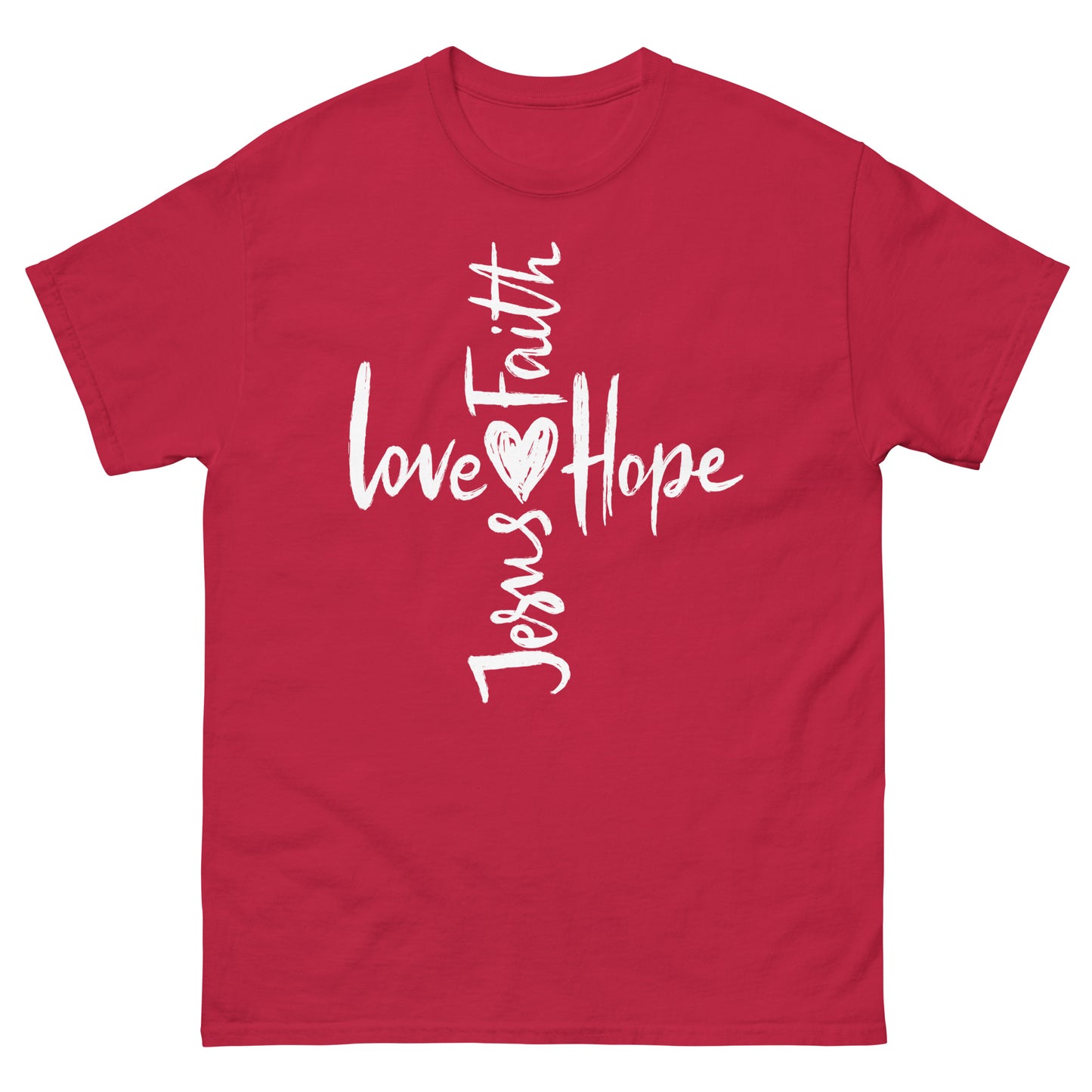 Cross Jesus, Love, Hope and Faith (White design) - Men's classic tee
