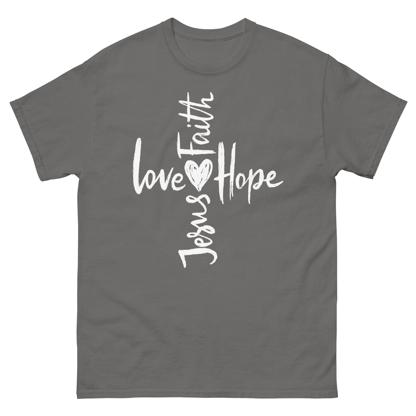Cross Jesus, Love, Hope and Faith (White design) - Men's classic tee