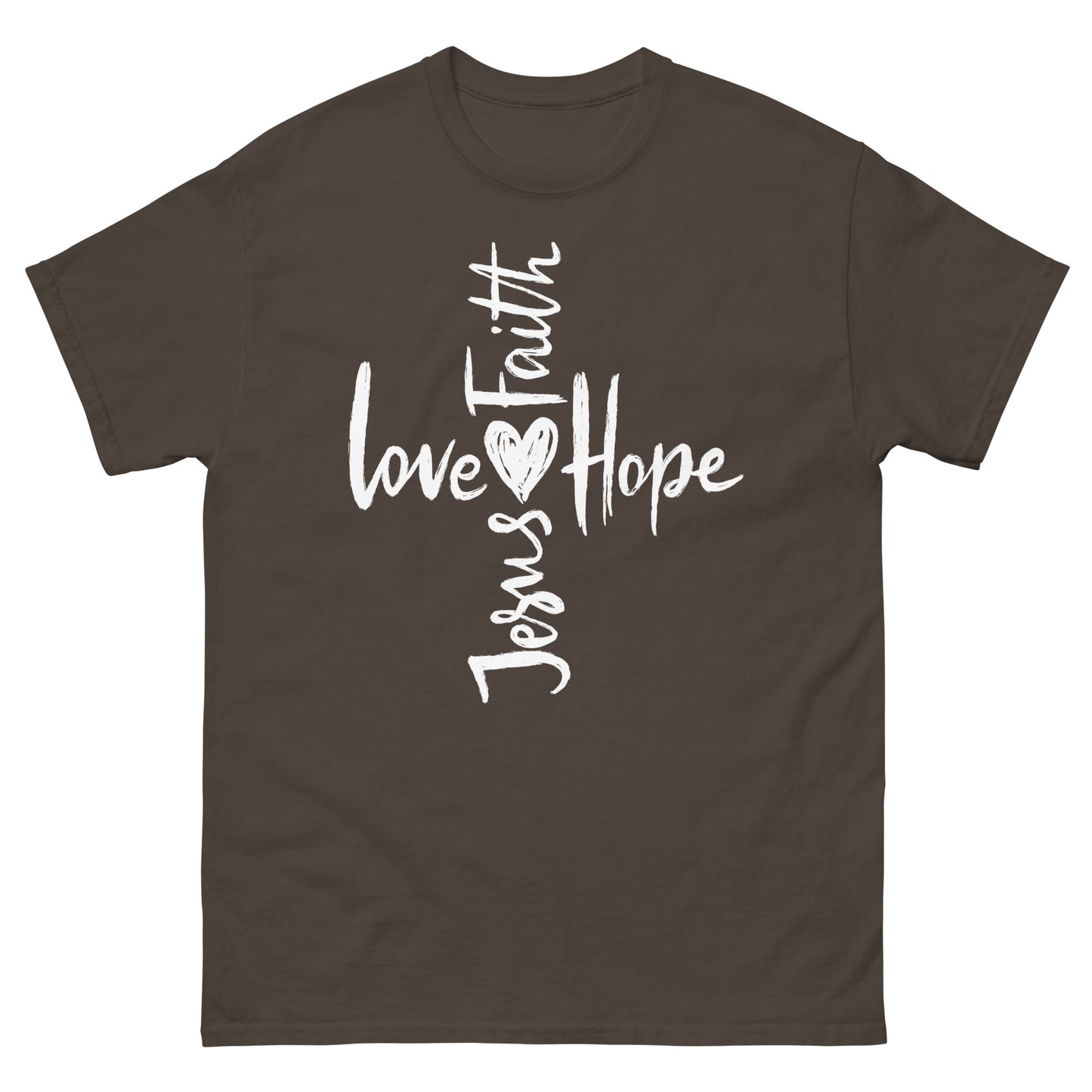 Cross Jesus, Love, Hope and Faith (White design) - Men's classic tee