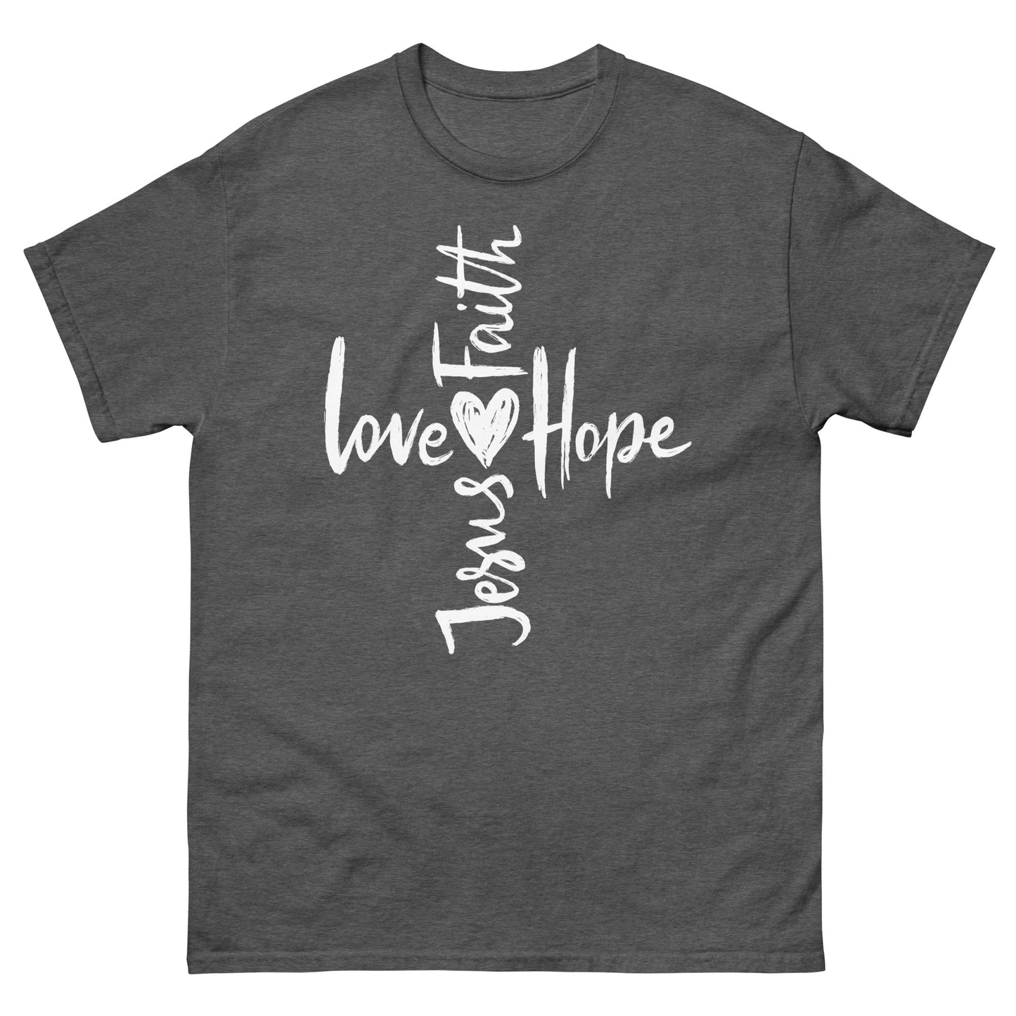 Cross Jesus, Love, Hope and Faith (White design) - Men's classic tee