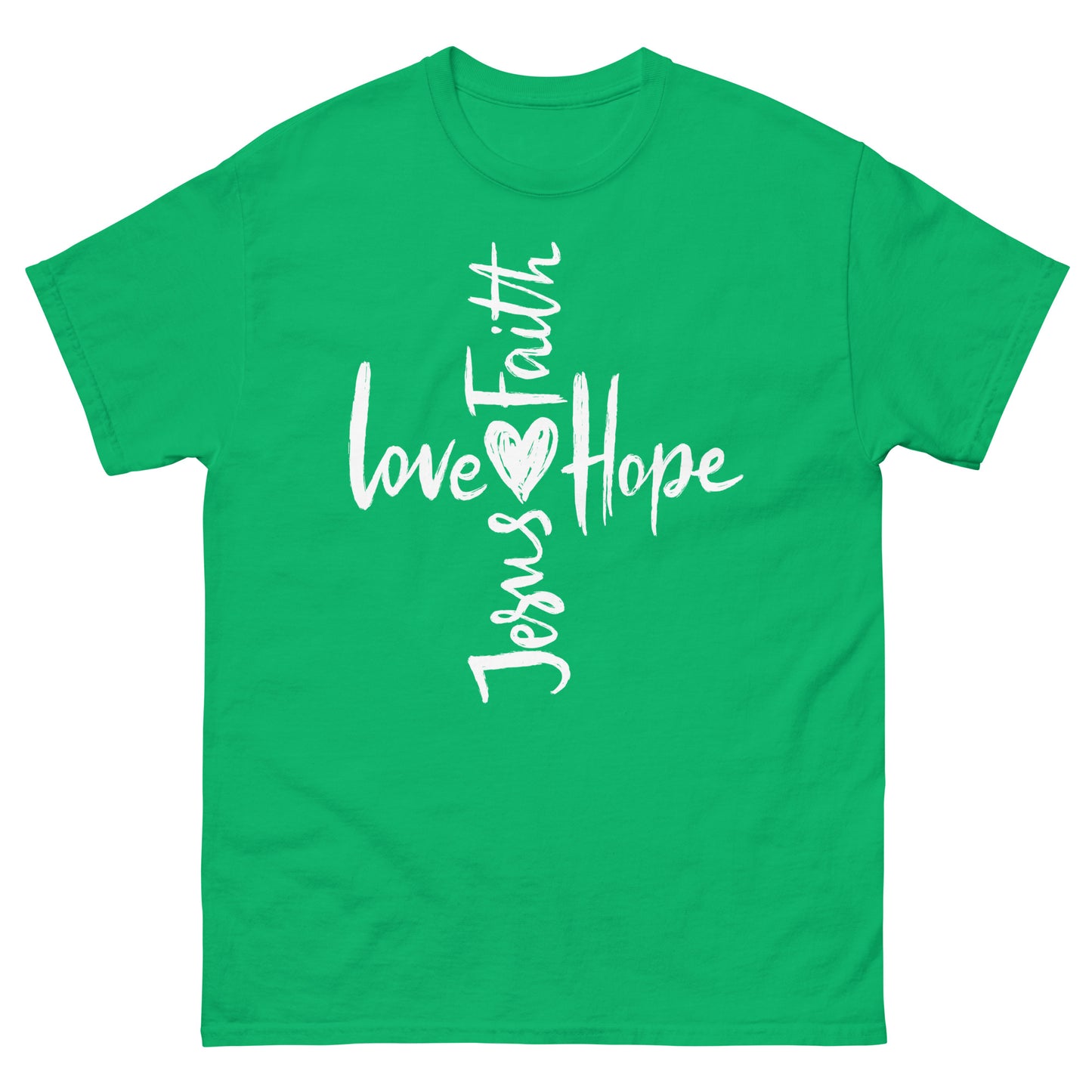 Cross Jesus, Love, Hope and Faith (White design) - Men's classic tee