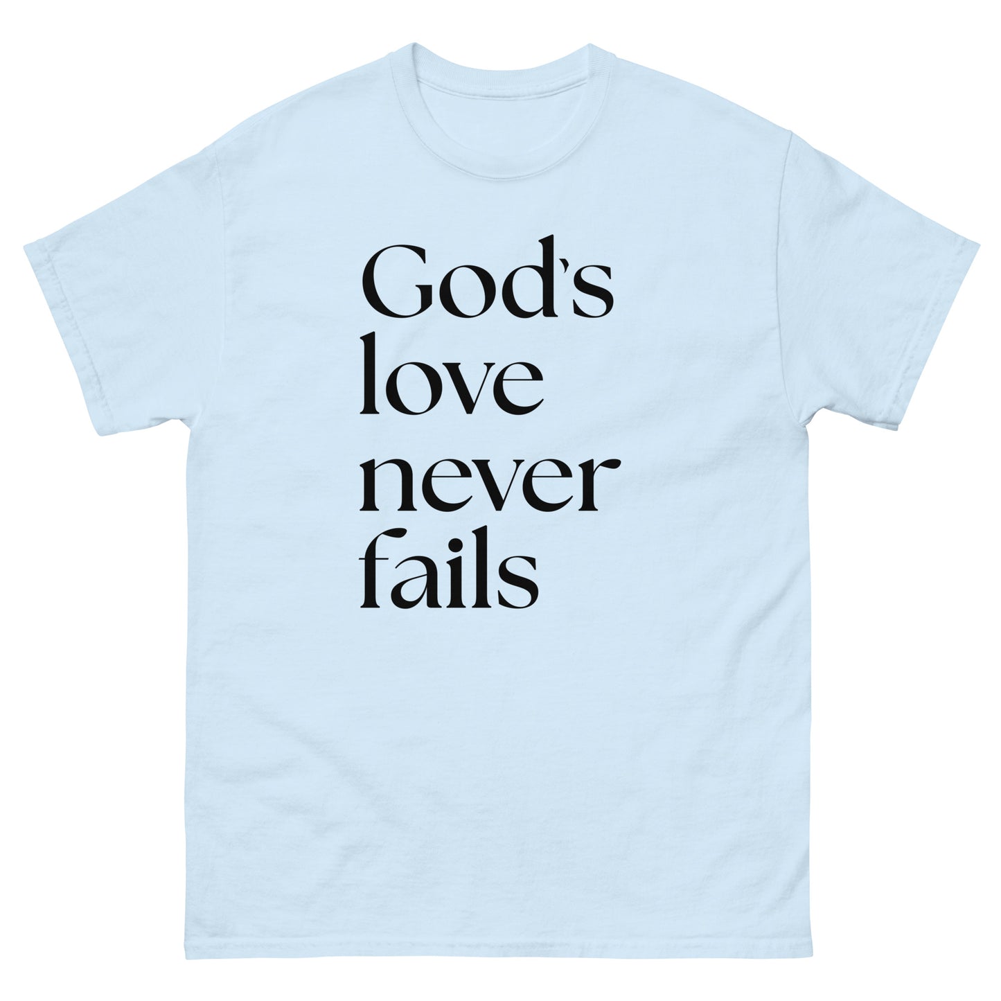 God's Love Never Fails (Black design) - Men's classic tee