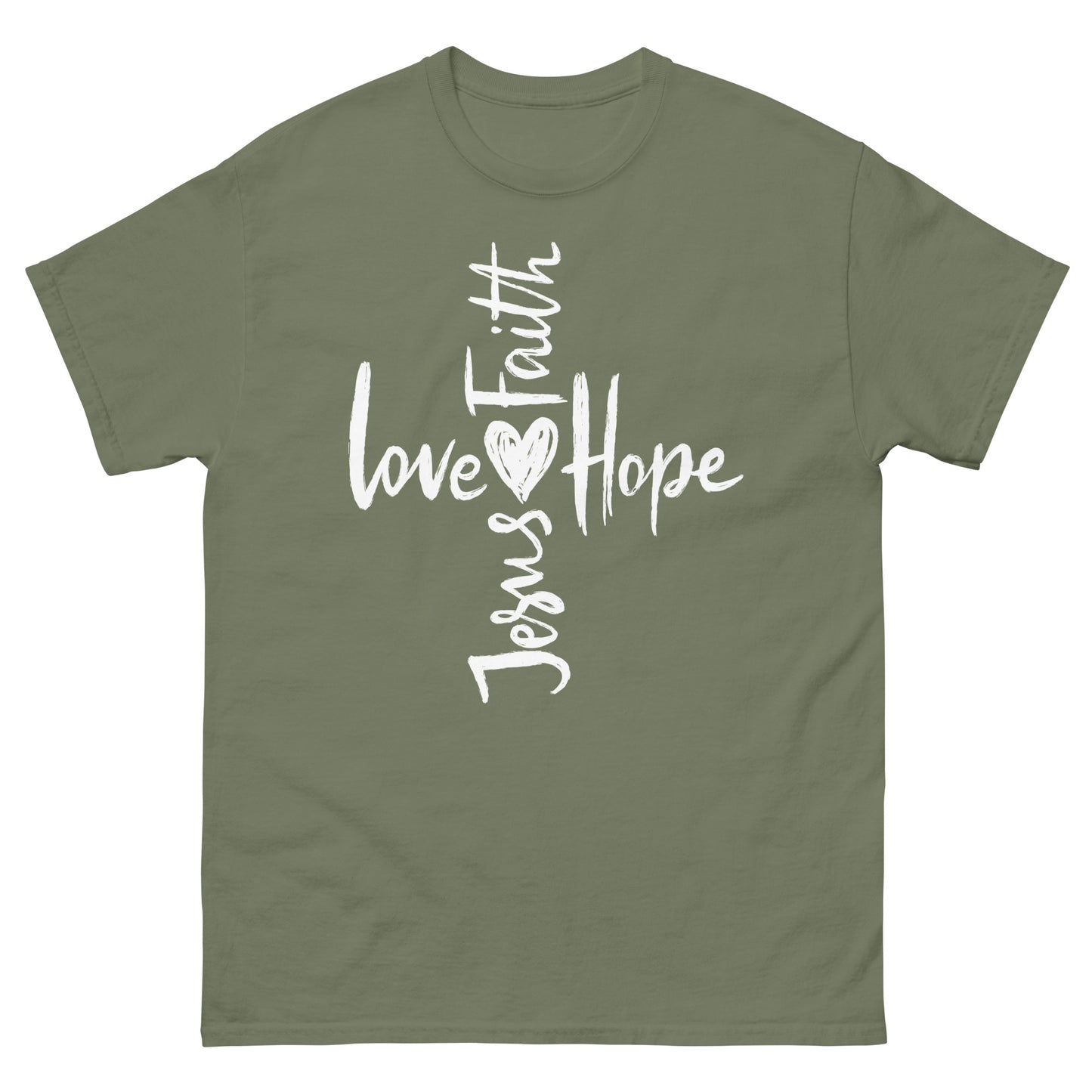 Cross Jesus, Love, Hope and Faith (White design) - Men's classic tee