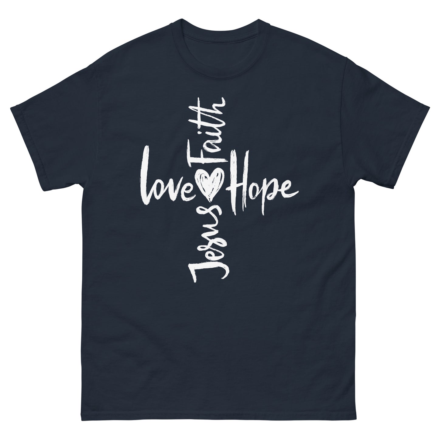 Cross Jesus, Love, Hope and Faith (White design) - Men's classic tee