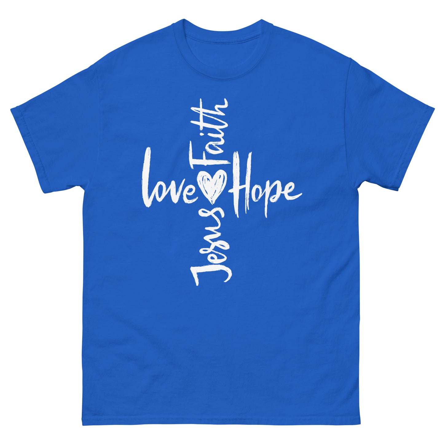 Cross Jesus, Love, Hope and Faith (White design) - Men's classic tee