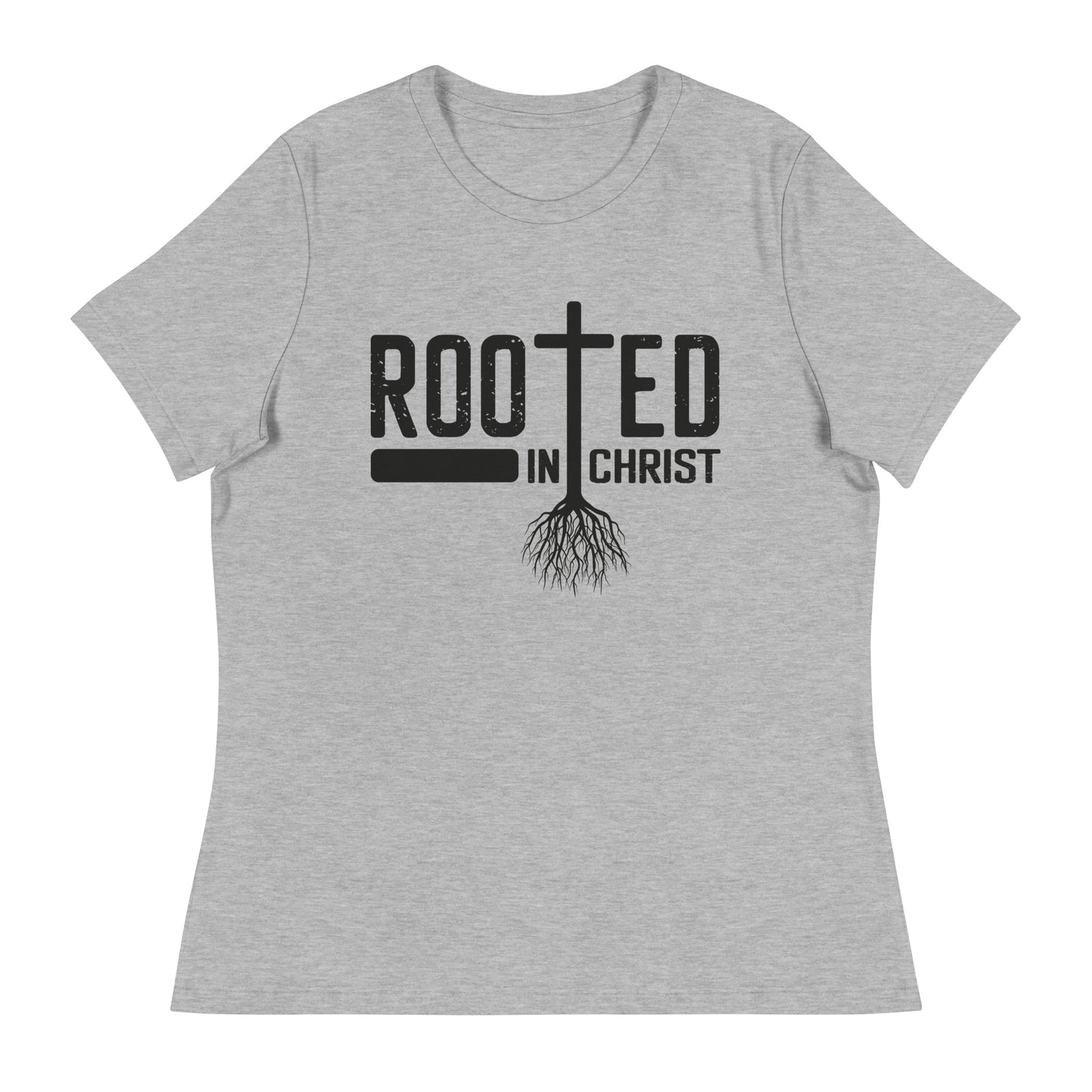 Rooted in Christ (Black design) - Women's Relaxed T-Shirt