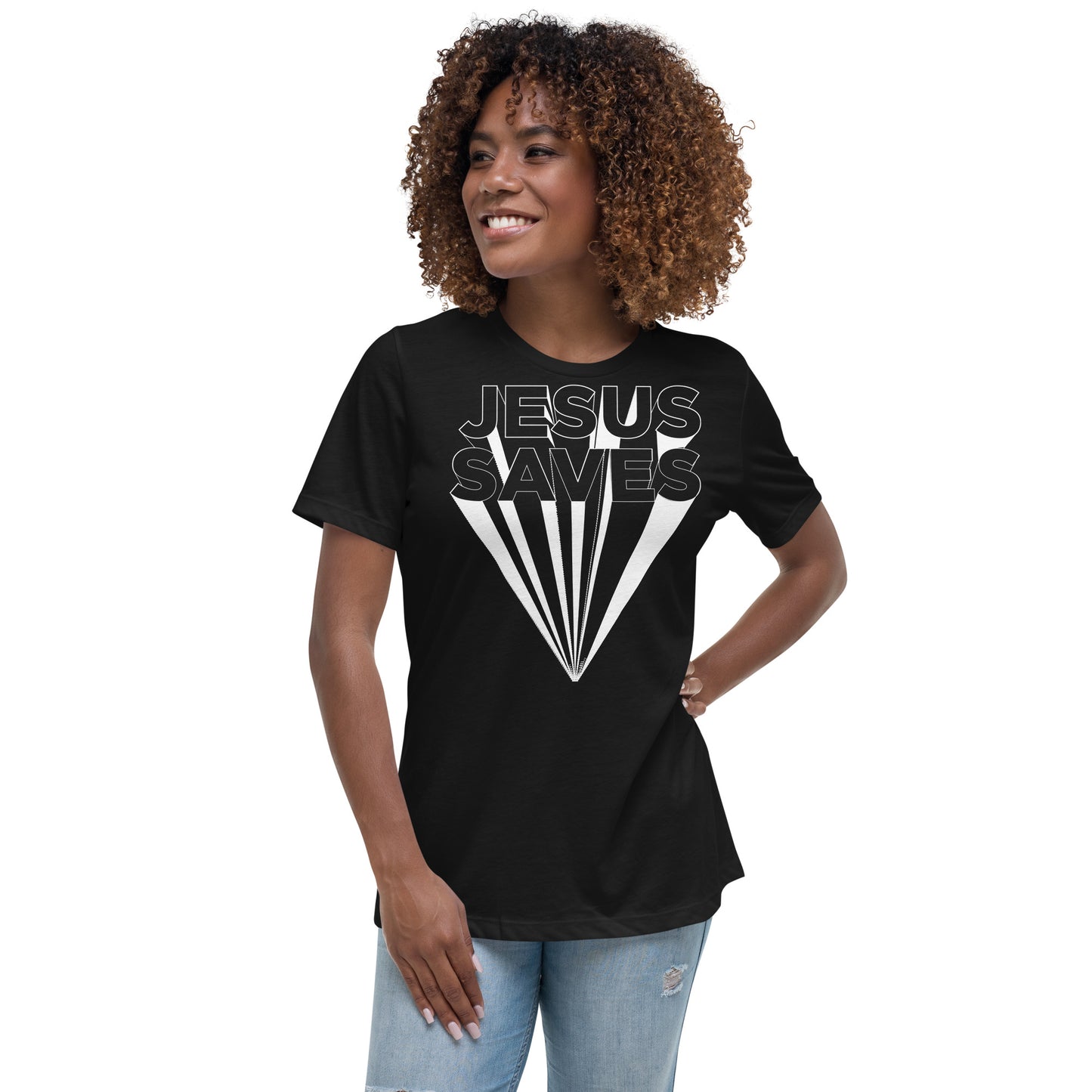 Jesus Saves (Black design) - Women's Relaxed T-Shirt