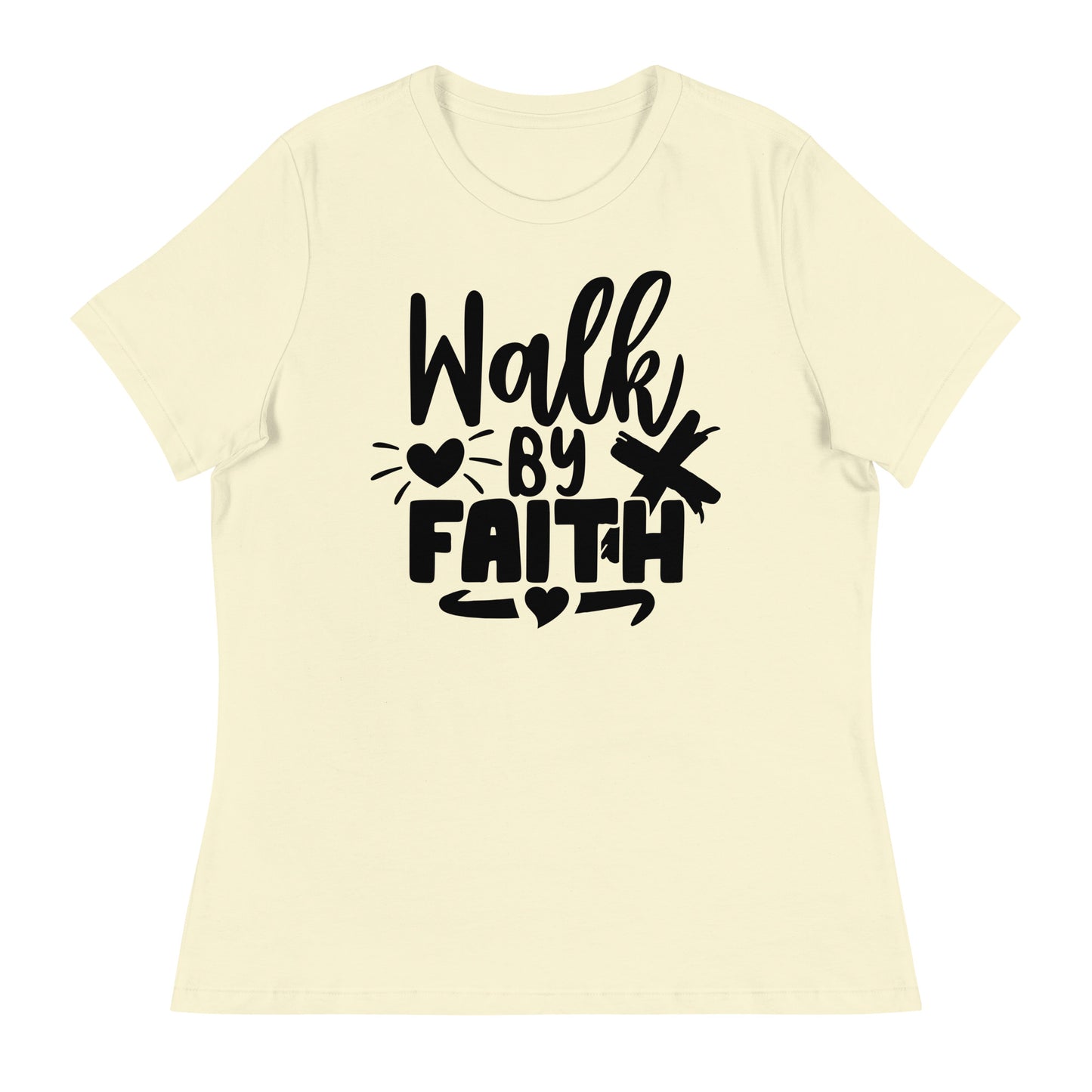Walk by Faith (Black design) - Women's Relaxed T-Shirt