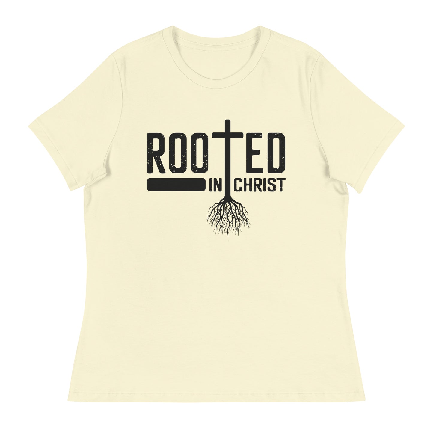 Rooted in Christ (Black design) - Women's Relaxed T-Shirt