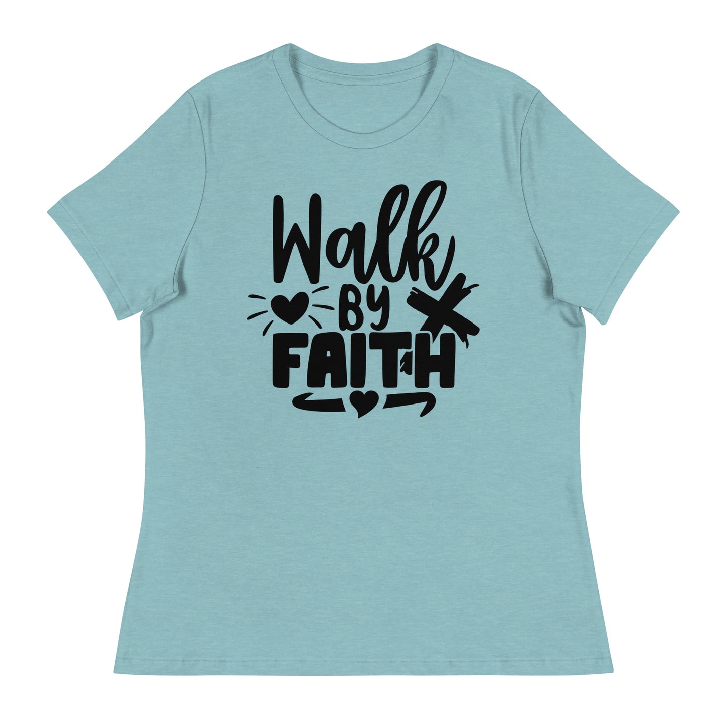 Walk by Faith (Black design) - Women's Relaxed T-Shirt