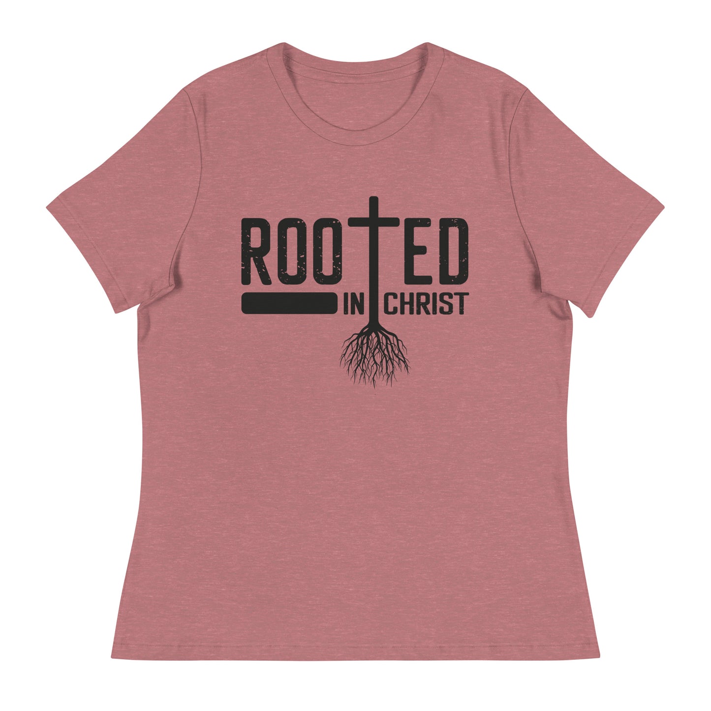Rooted in Christ (Black design) - Women's Relaxed T-Shirt