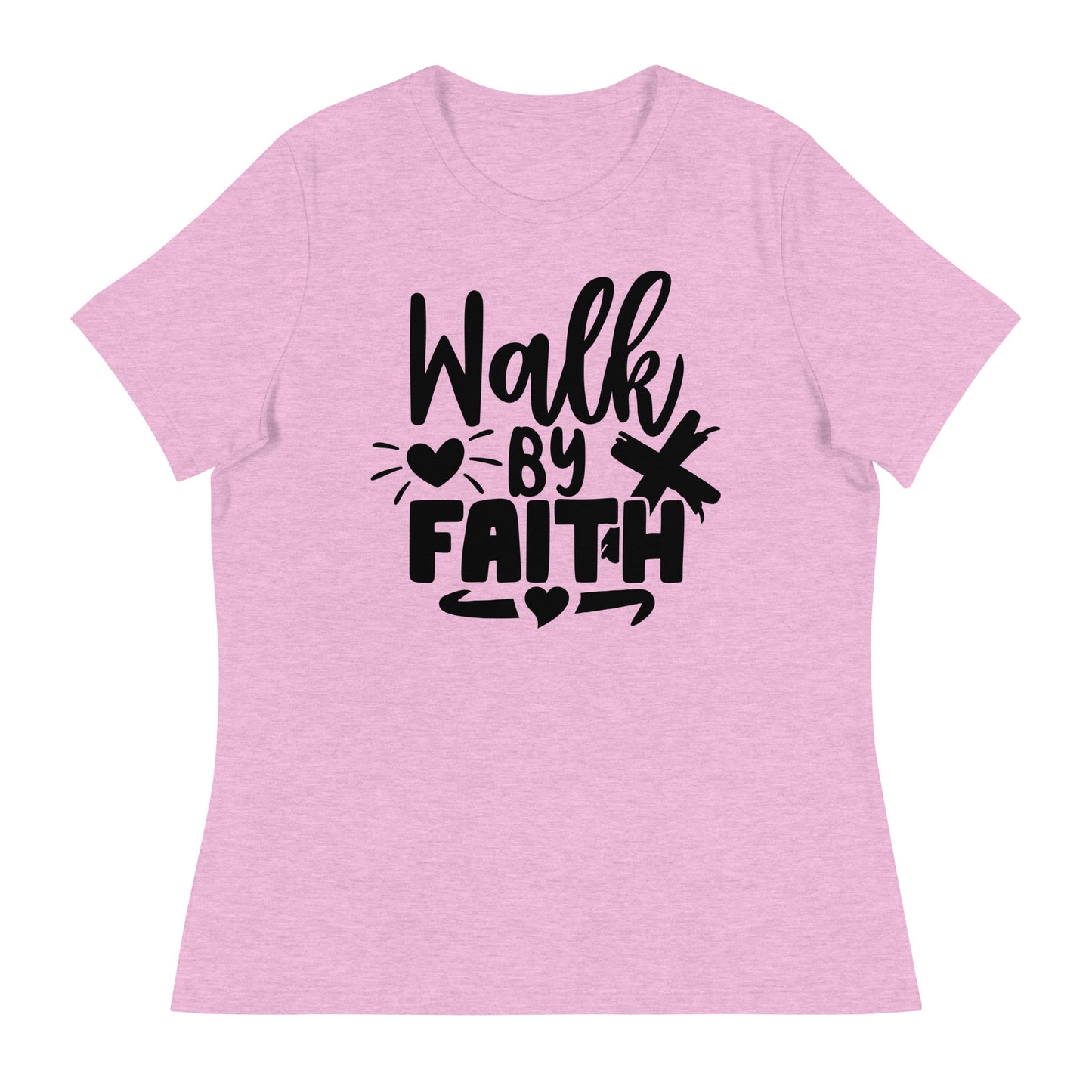 Walk by Faith (Black design) - Women's Relaxed T-Shirt