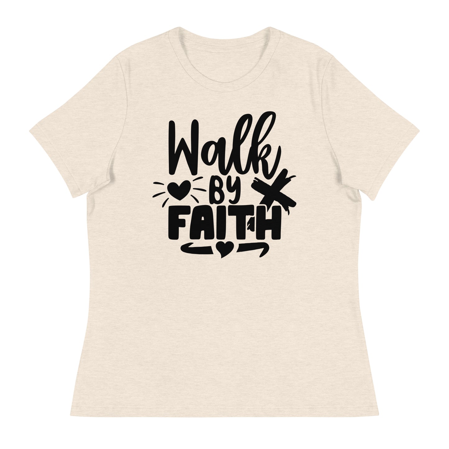 Walk by Faith (Black design) - Women's Relaxed T-Shirt
