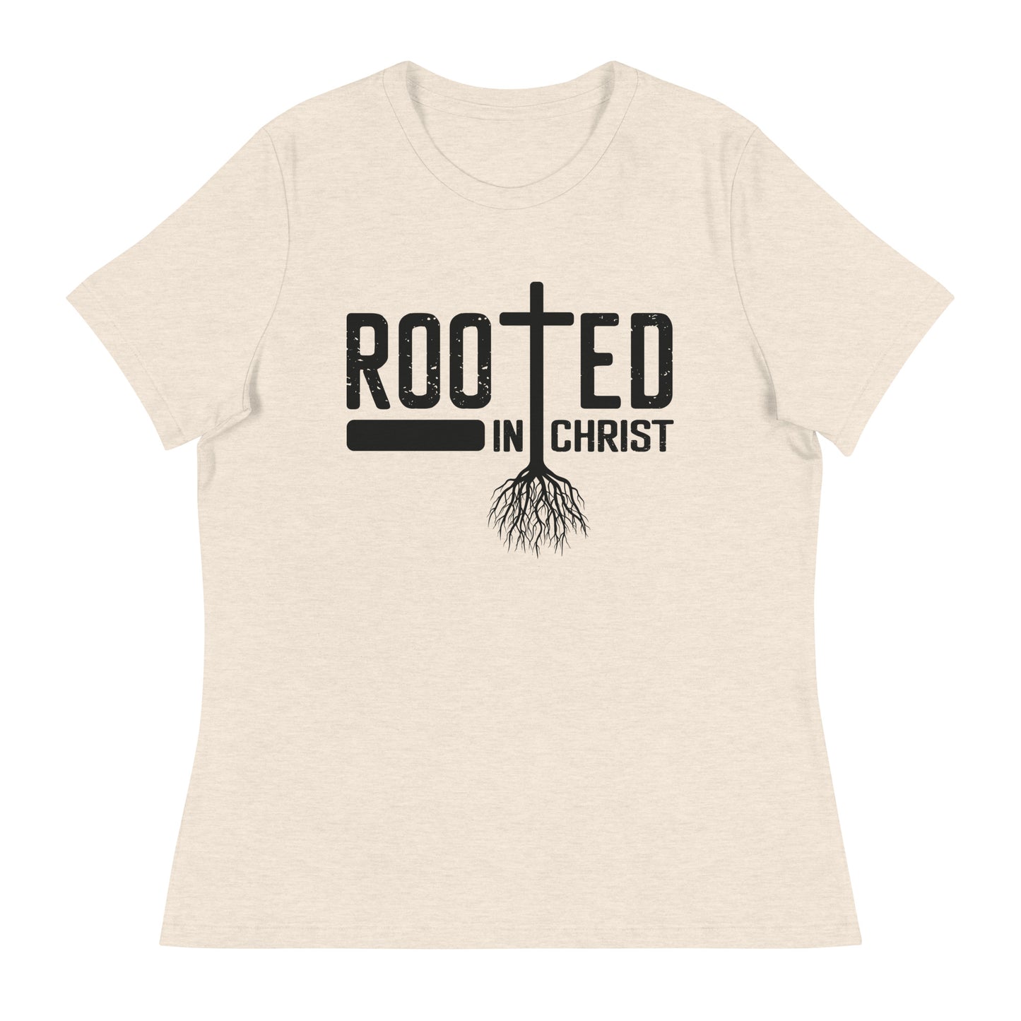 Rooted in Christ (Black design) - Women's Relaxed T-Shirt