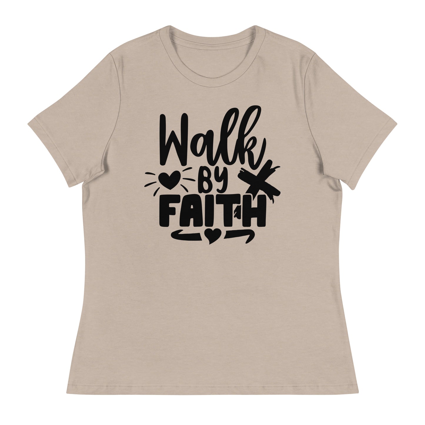 Walk by Faith (Black design) - Women's Relaxed T-Shirt