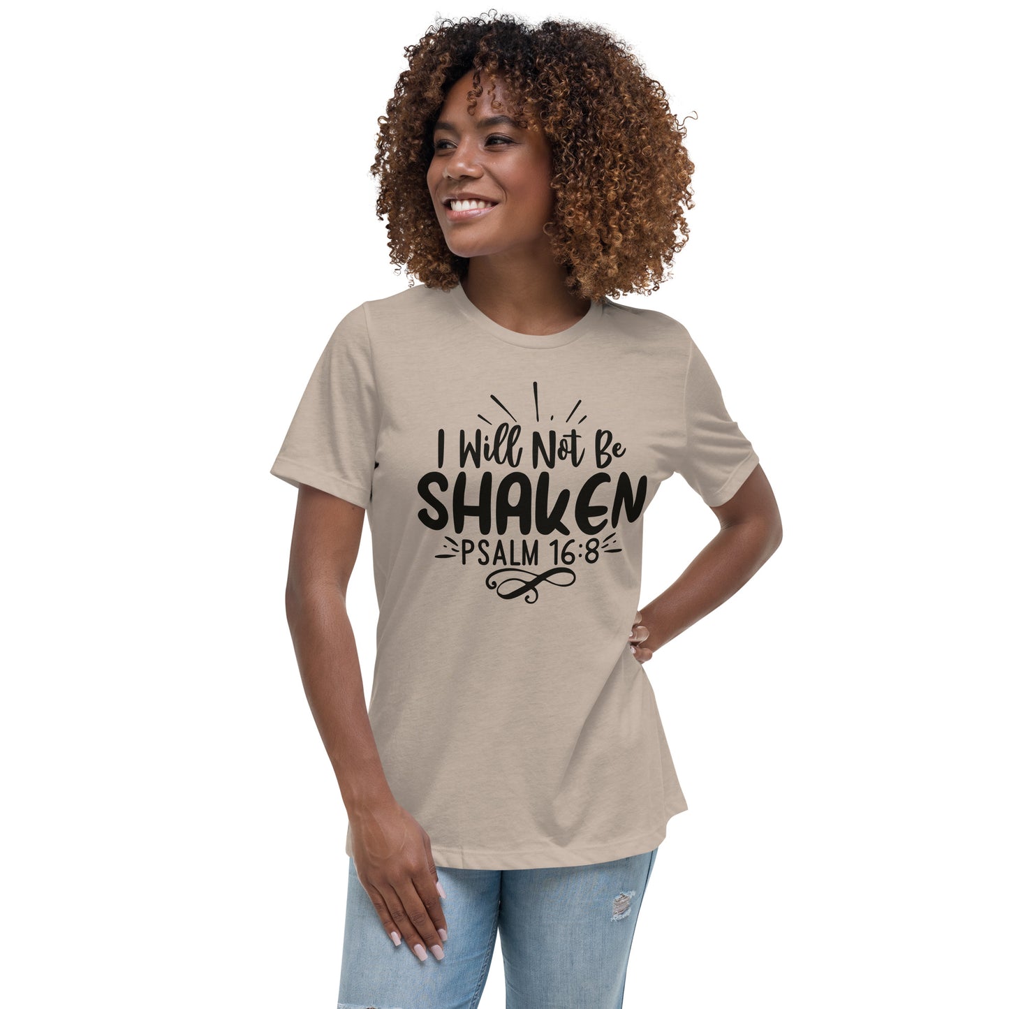 I Will Not Be Shaken (Black design) - Women's Relaxed T-Shirt