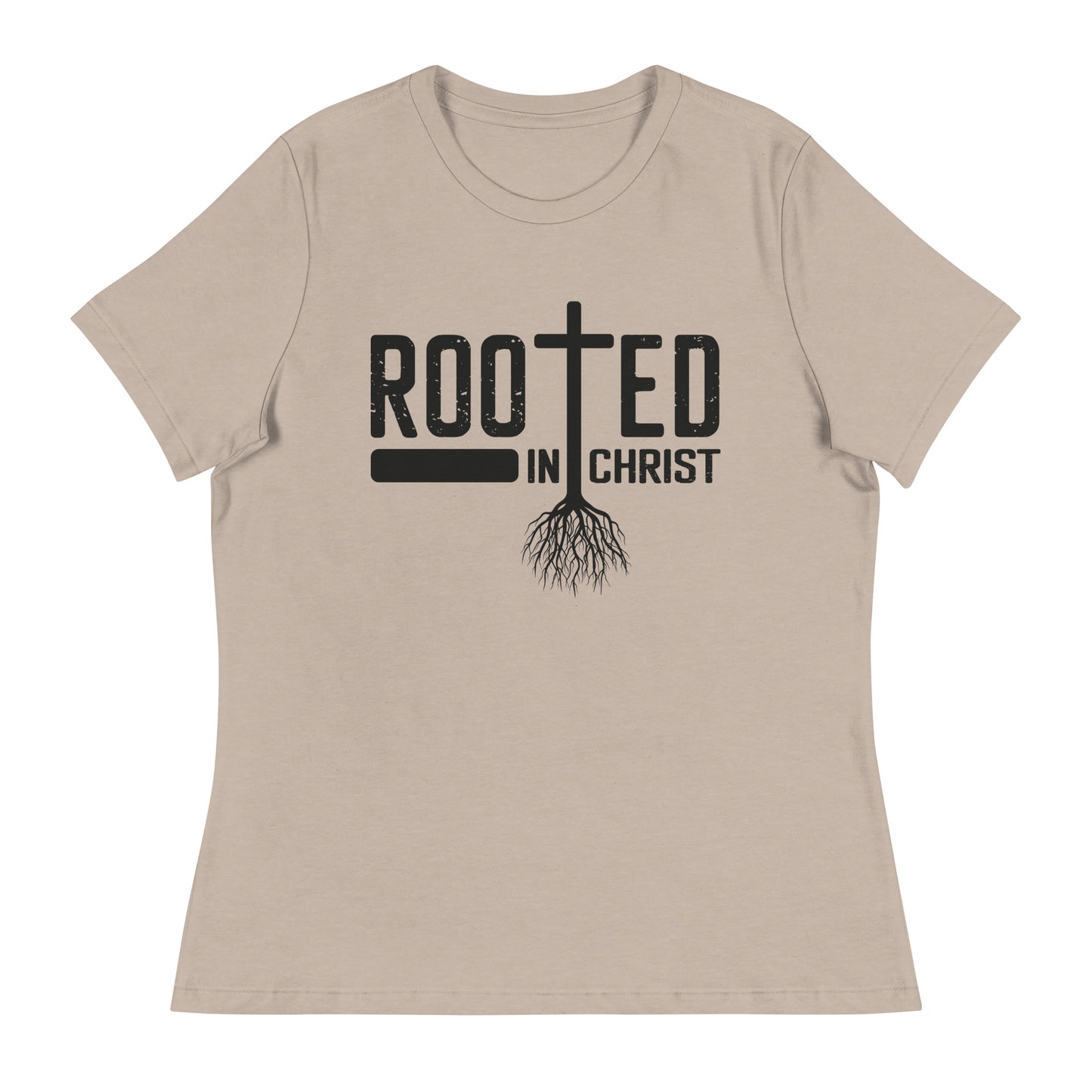 Rooted in Christ (Black design) - Women's Relaxed T-Shirt
