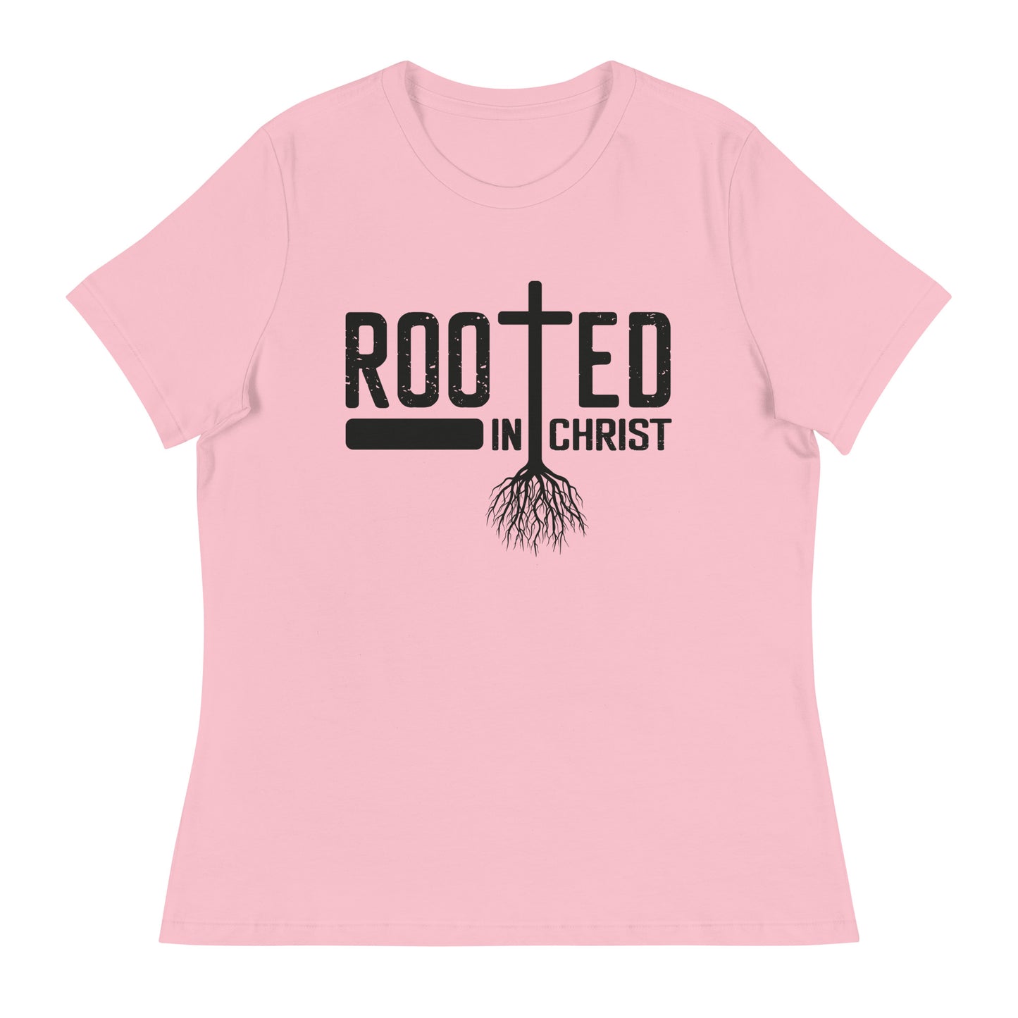 Rooted in Christ (Black design) - Women's Relaxed T-Shirt