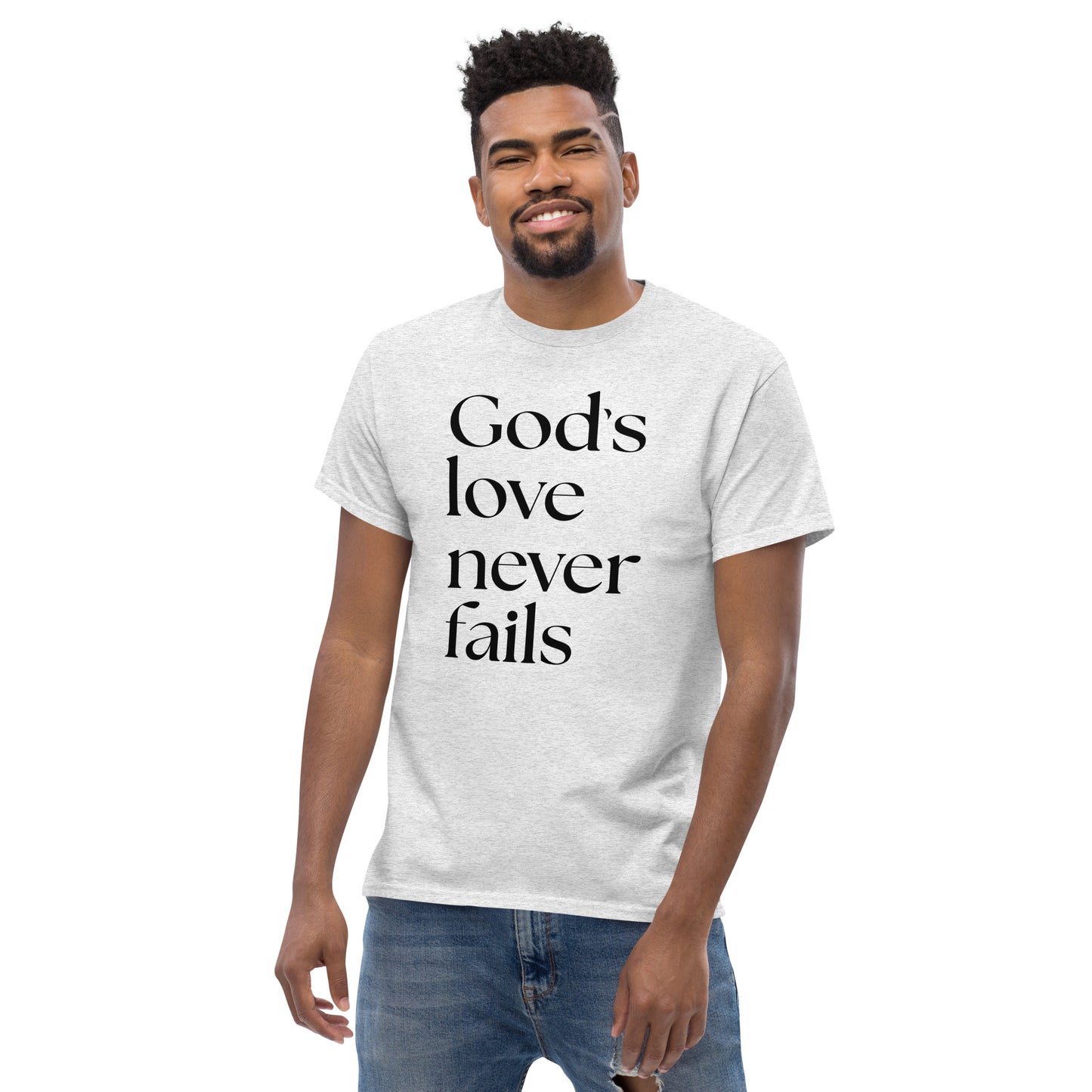 God's Love Never Fails (Black design) -  Men's classic tee