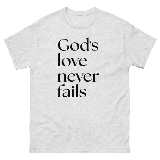 God's Love Never Fails (Black design) -  Men's classic tee