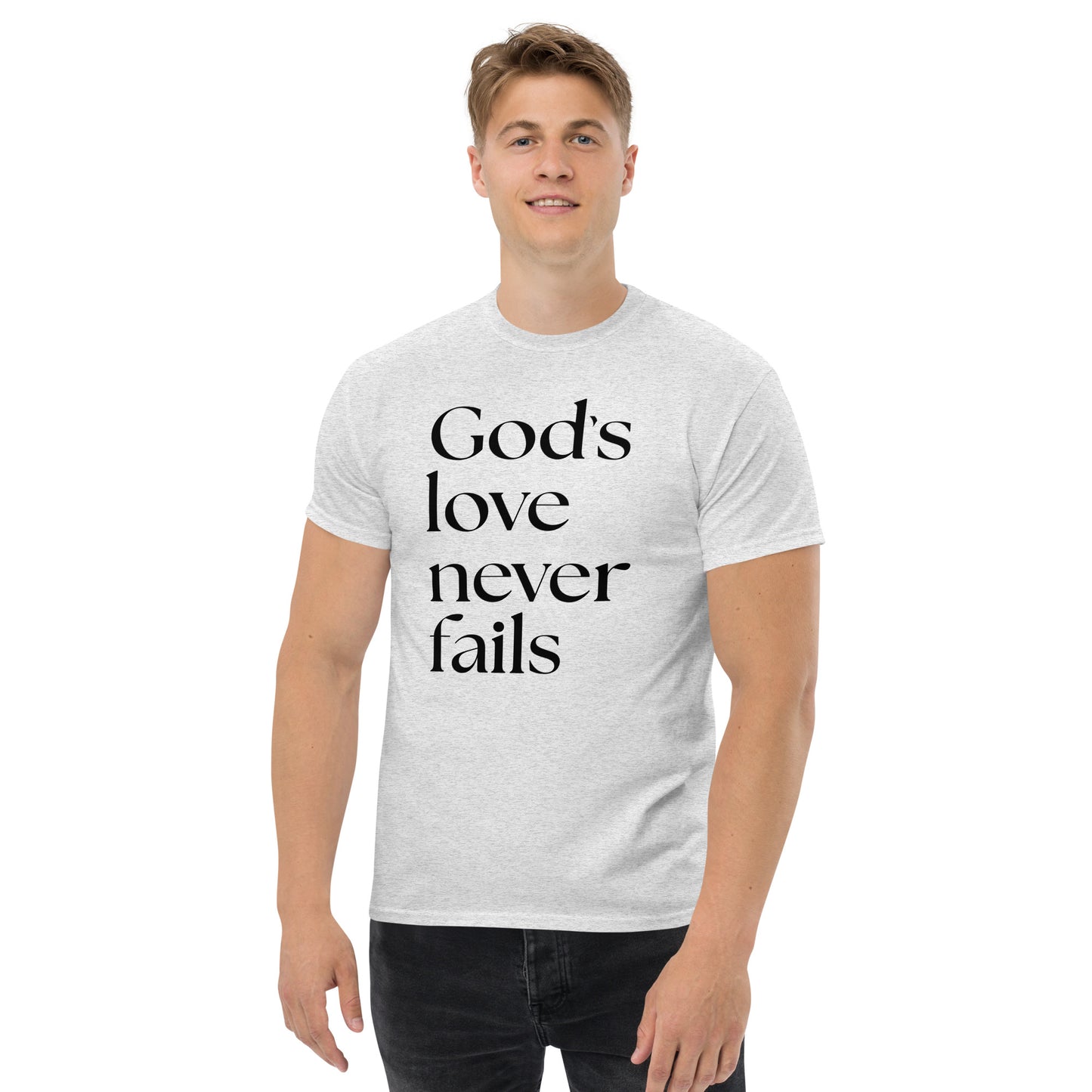 God's Love Never Fails (Black design) -  Men's classic tee