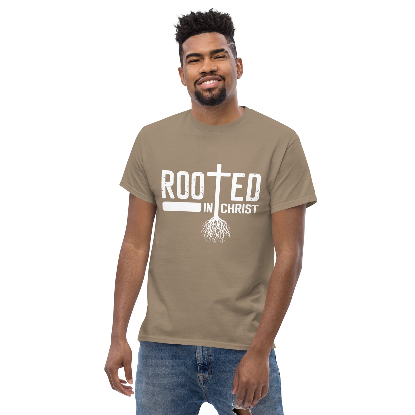 Rooted in Christ (White design) - Men's classic tee