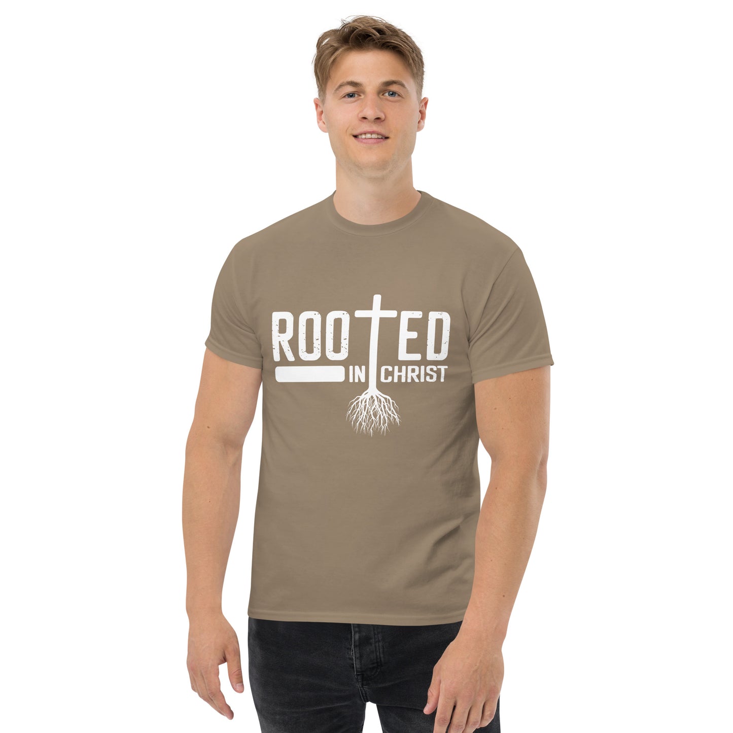 Rooted in Christ (White design) - Men's classic tee