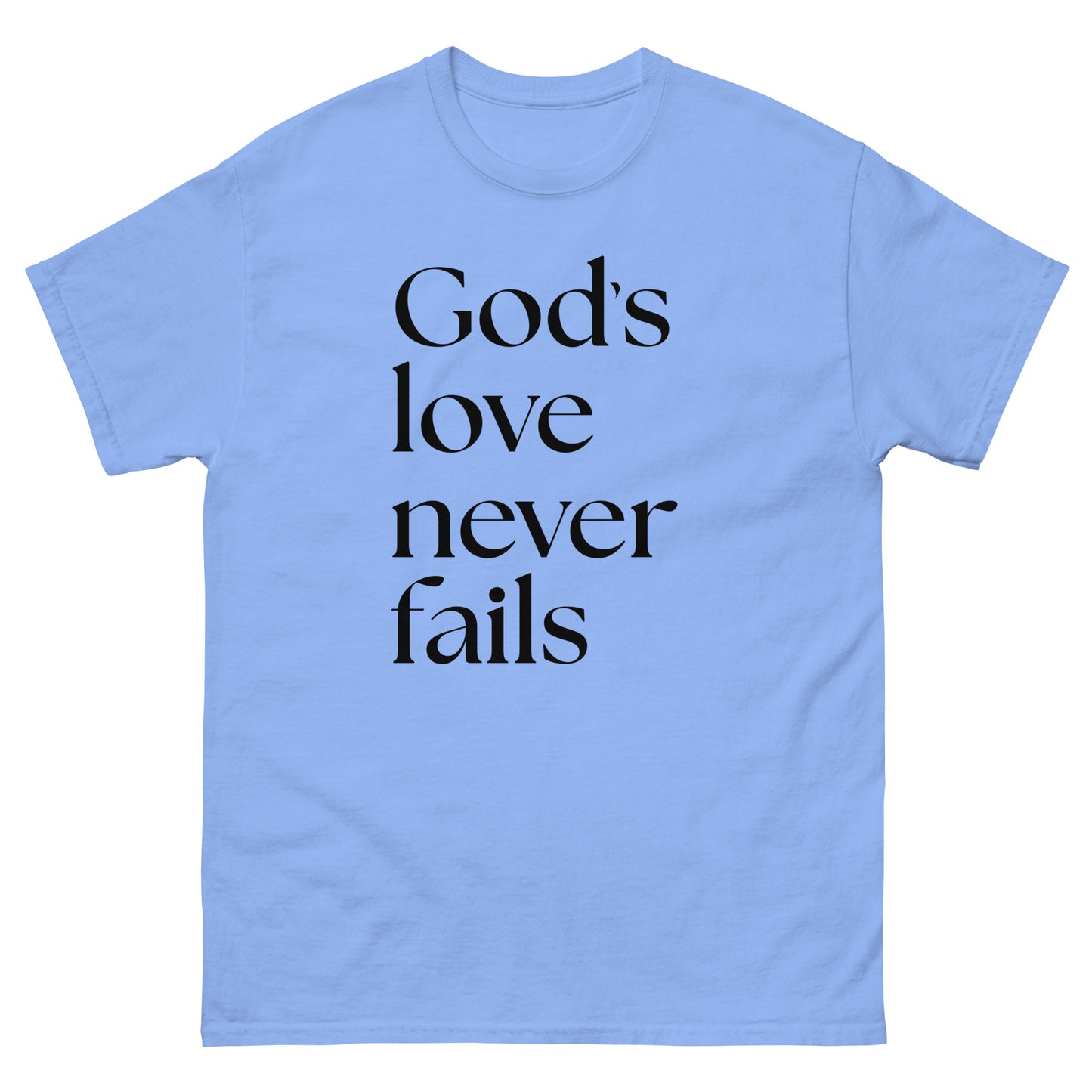 God's Love Never Fails (Black design) -  Men's classic tee