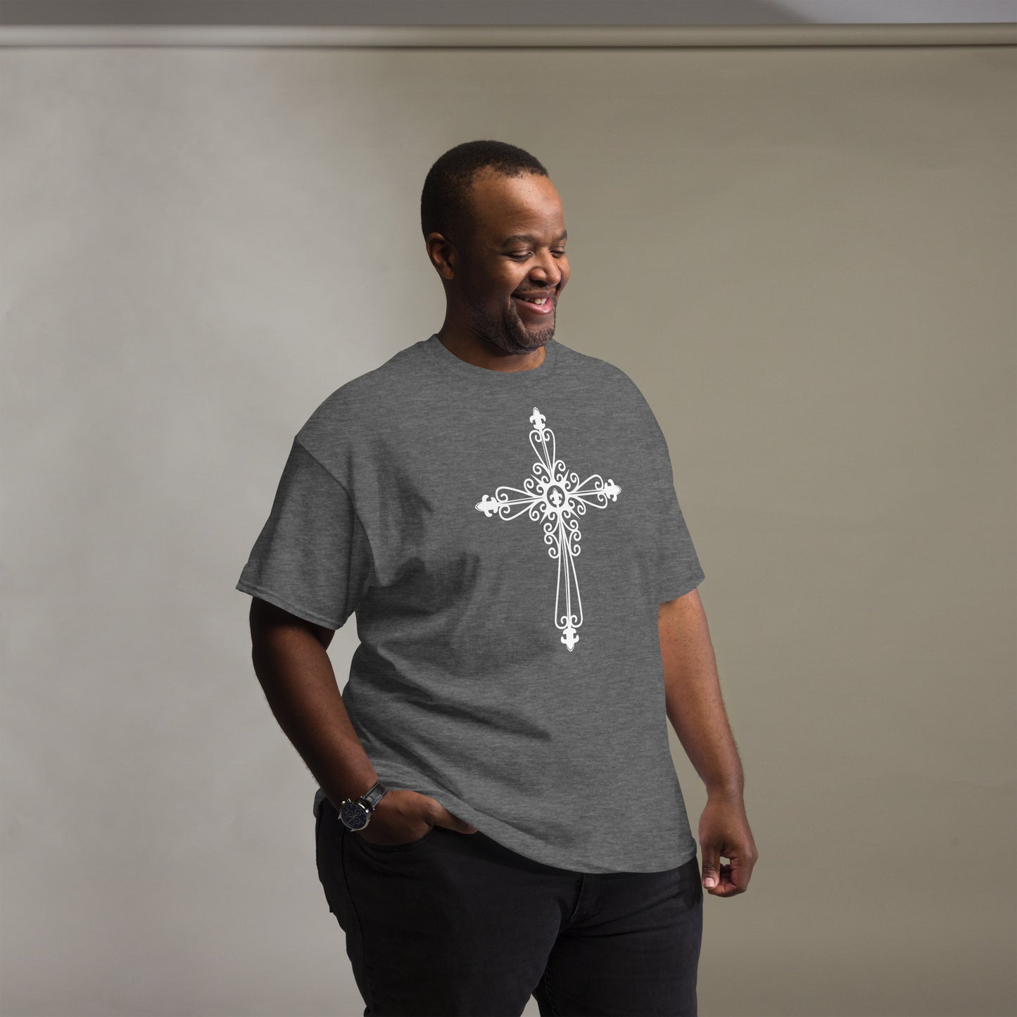 Faithful Cross (White design)  - Men's classic tee