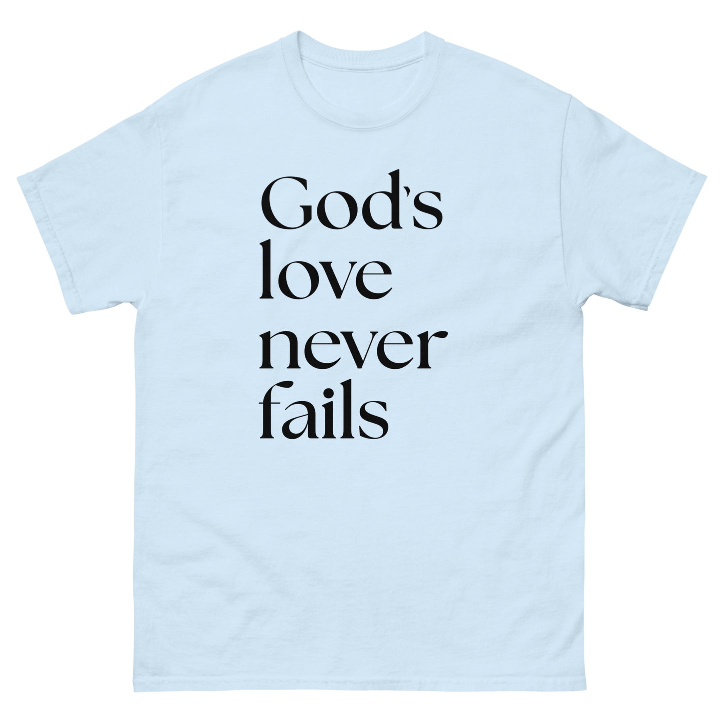 God's Love Never Fails (Black design) -  Men's classic tee