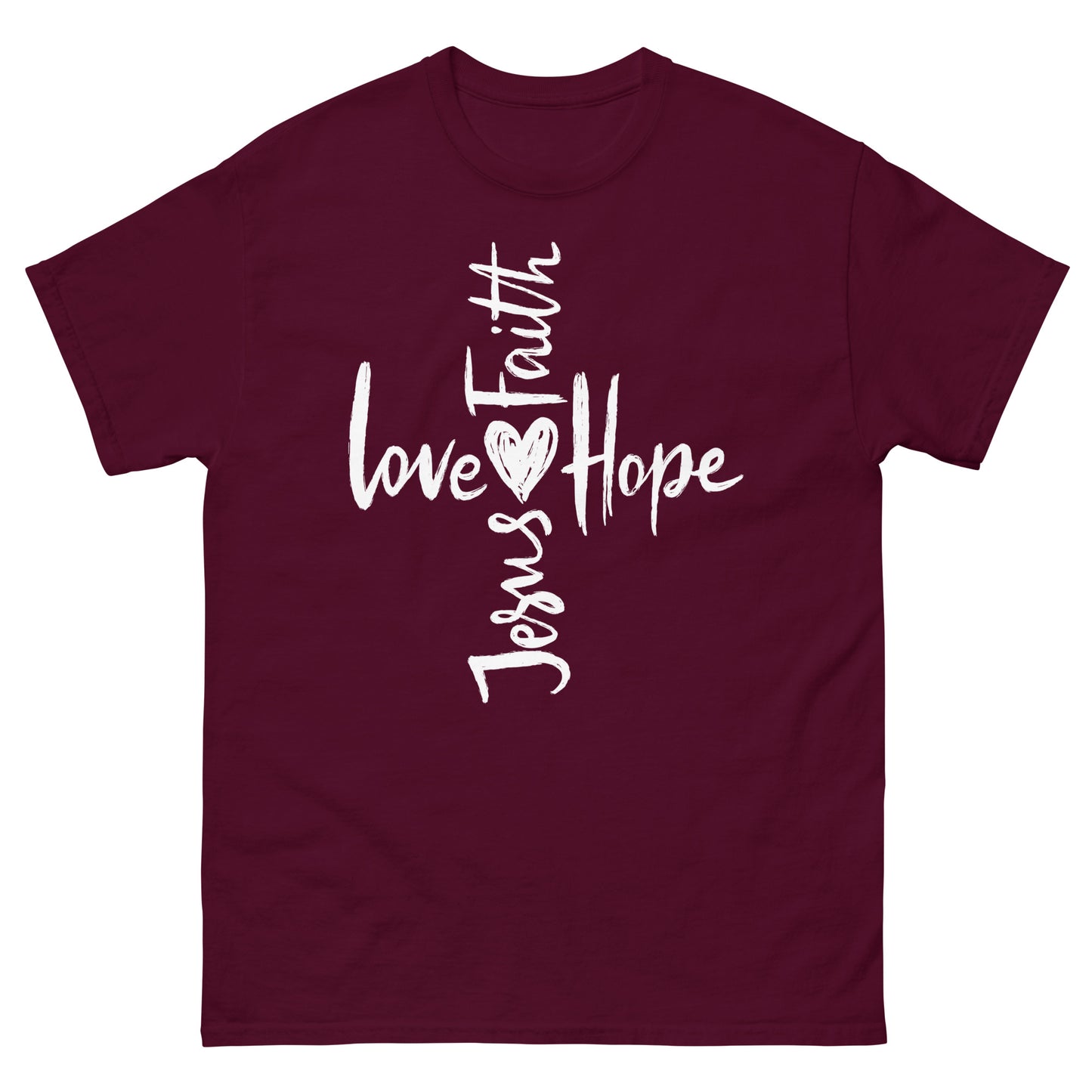 Cross Jesus, Love, Hope and Faith  (White design)  - Men's classic tee