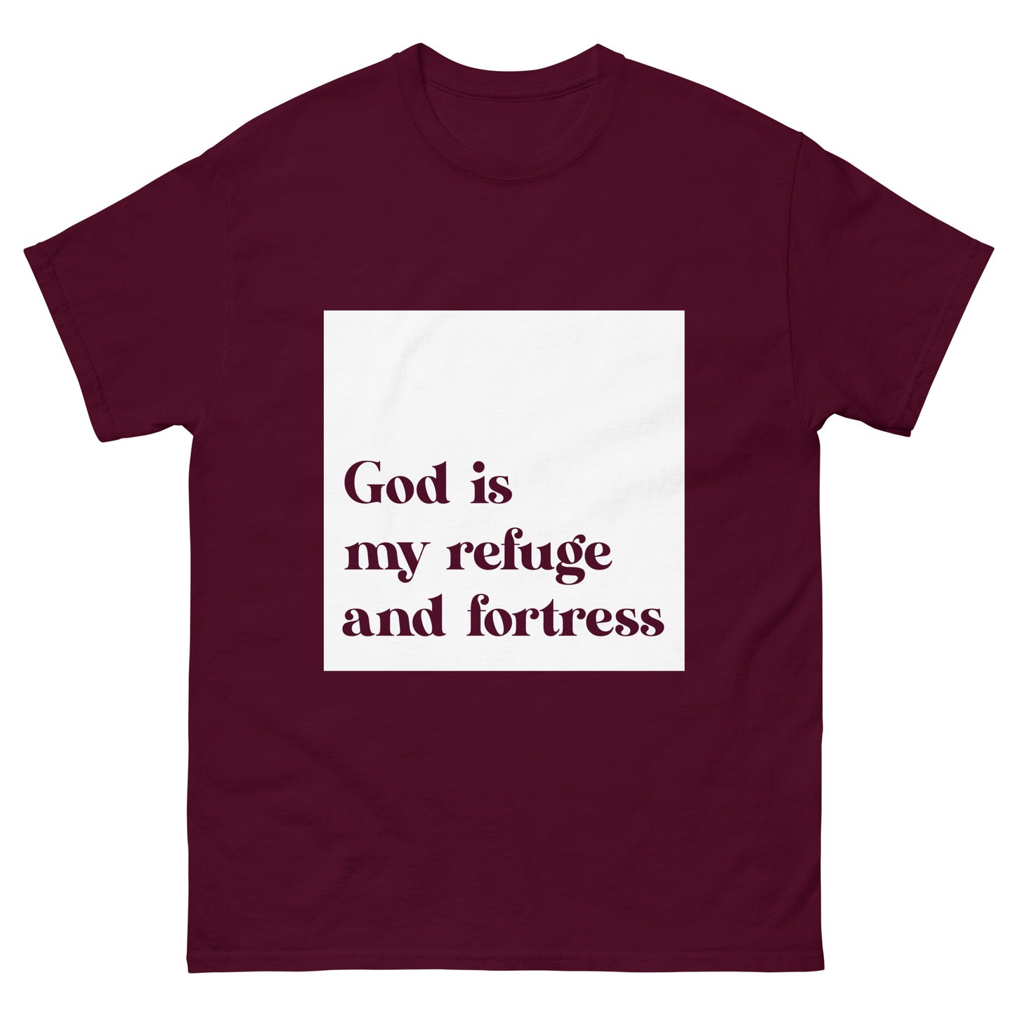 God is my refuge and fortress (White design) - Men's classic tee