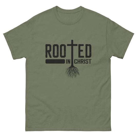 Rooted in Christ (Black design) - Men's classic tee