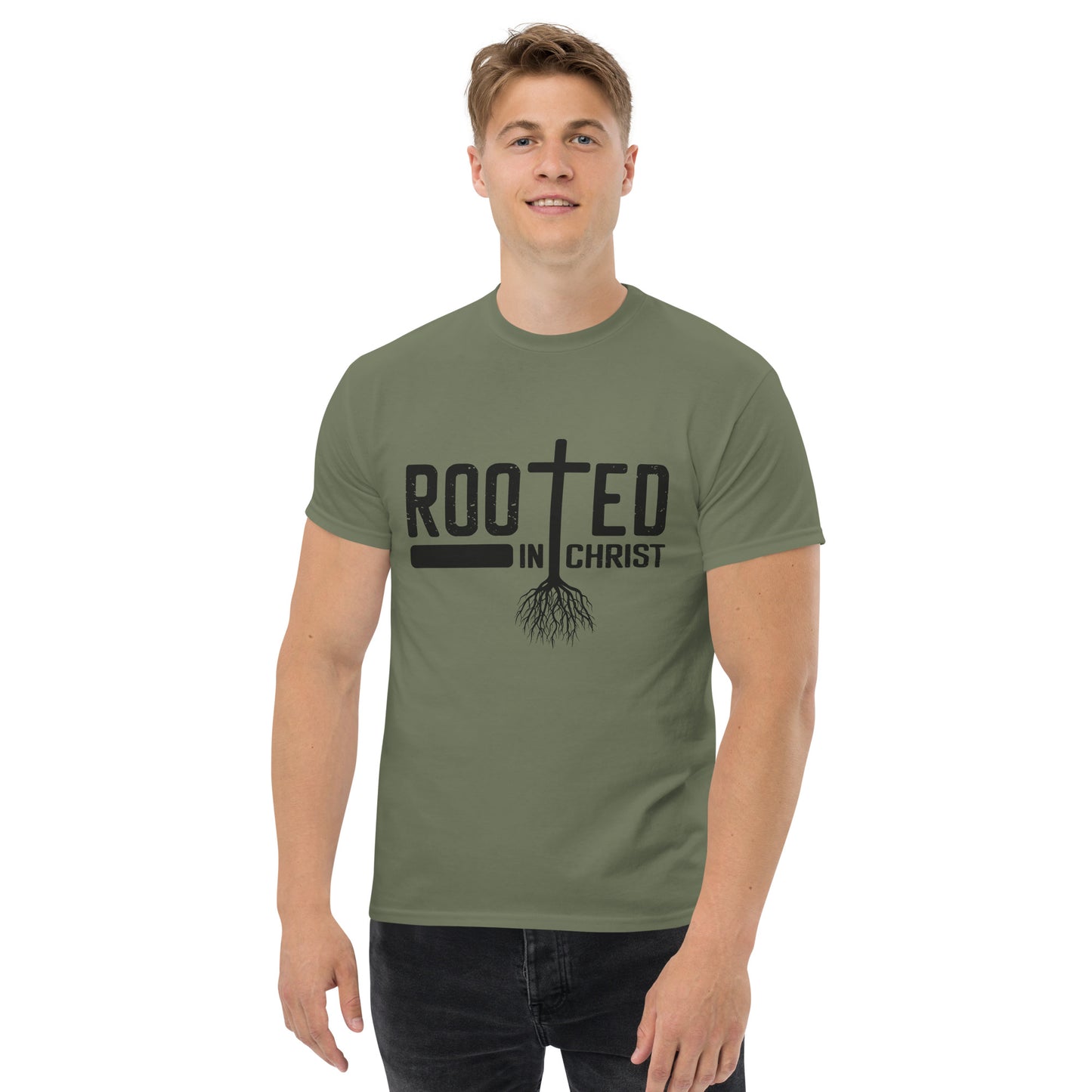 Rooted in Christ (Black design) - Men's classic tee