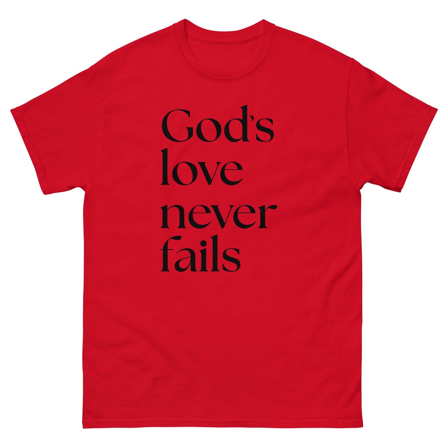 God's Love Never Fails (Black design) -  Men's classic tee