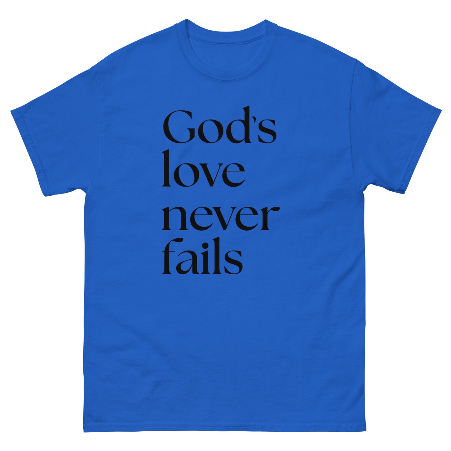 God's Love Never Fails (Black design) -  Men's classic tee