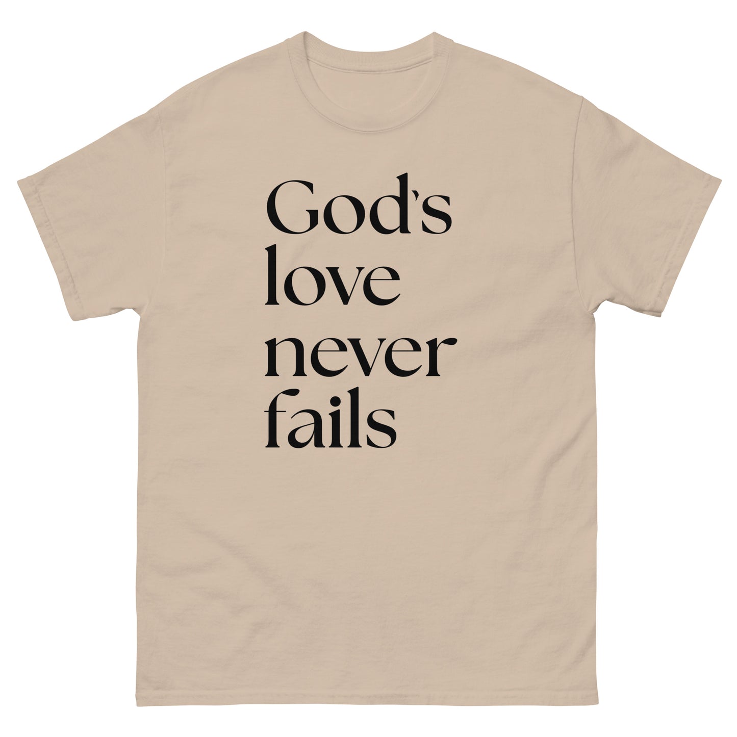 God's Love Never Fails (Black design) -  Men's classic tee