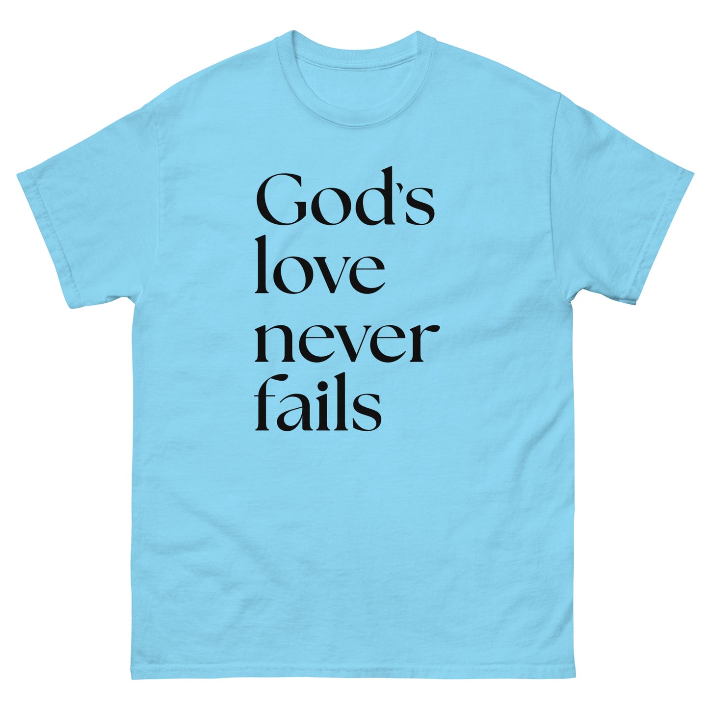 God's Love Never Fails (Black design) -  Men's classic tee