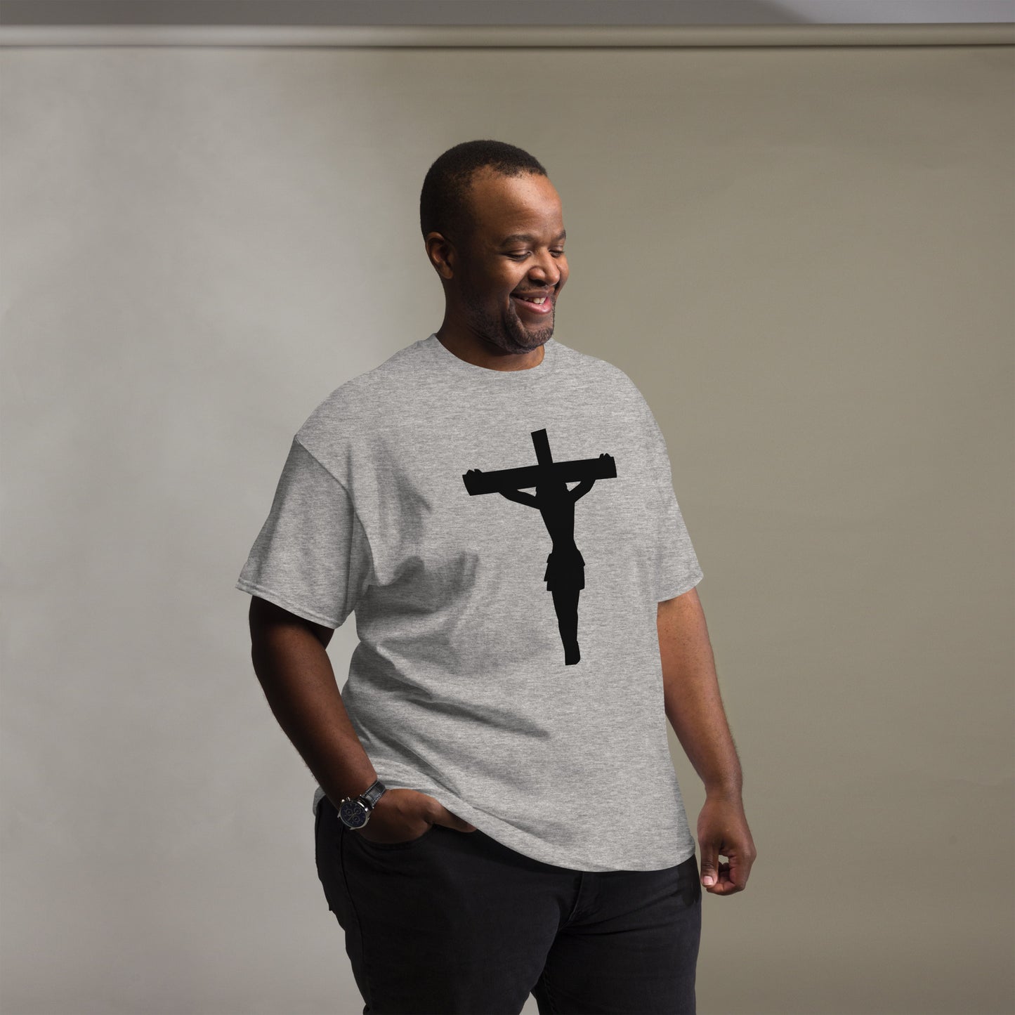 Jesus on the Cross (Black design)- Men's classic tee