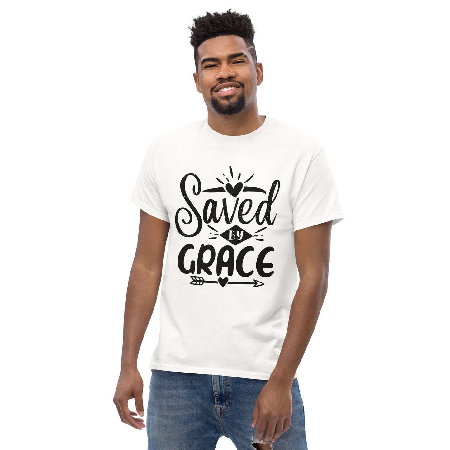 Saved by Grace (Black design) - Men's classic tee