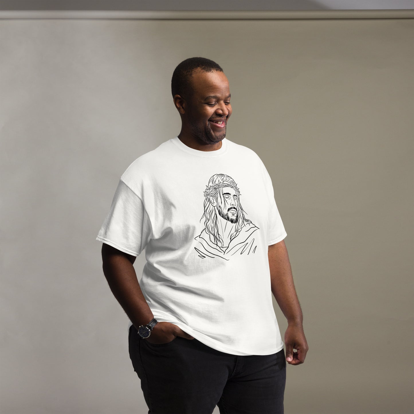 God Drawing  (Black design) - Men's classic tee