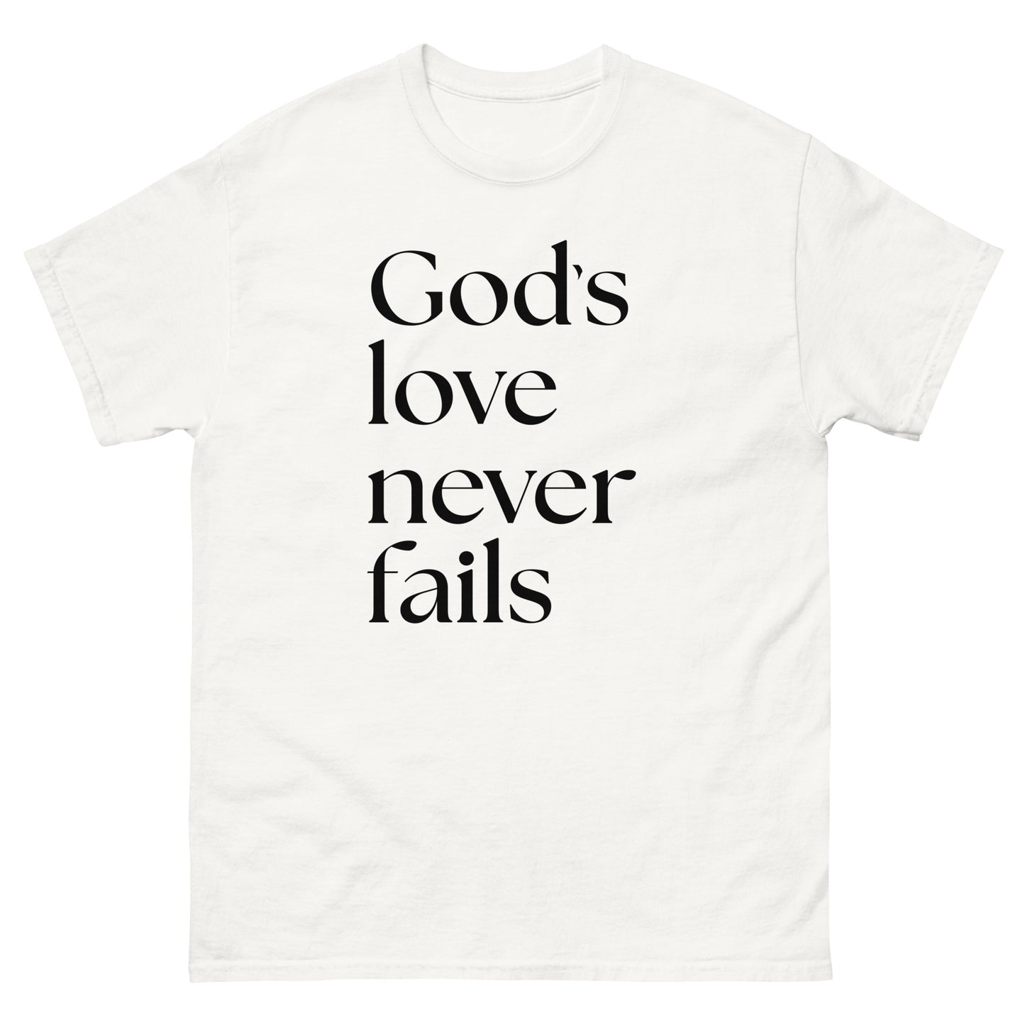 God's Love Never Fails (Black design) -  Men's classic tee