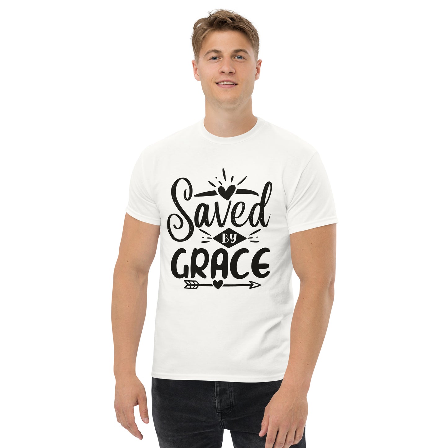 Saved by Grace (Black design) - Men's classic tee