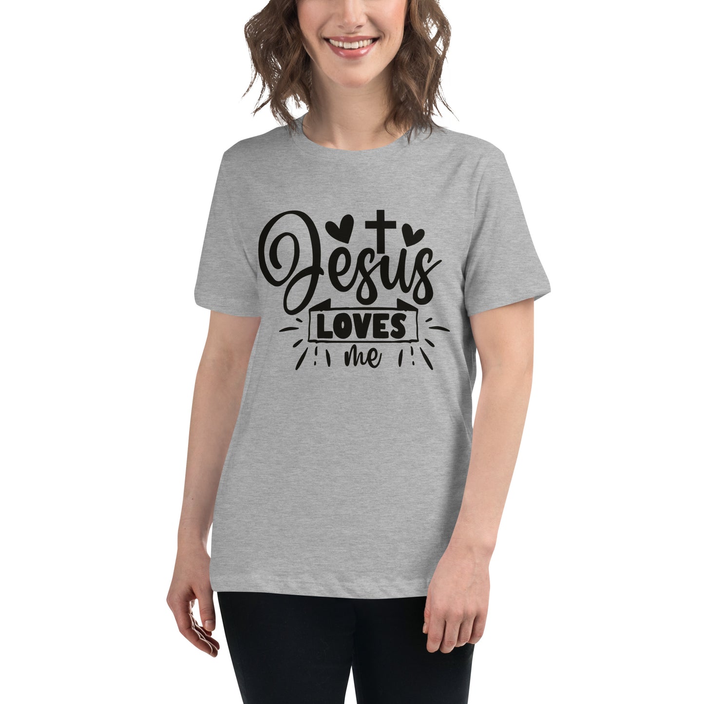 Jesus Loves Me (Black design) - Women's Relaxed T-Shirt