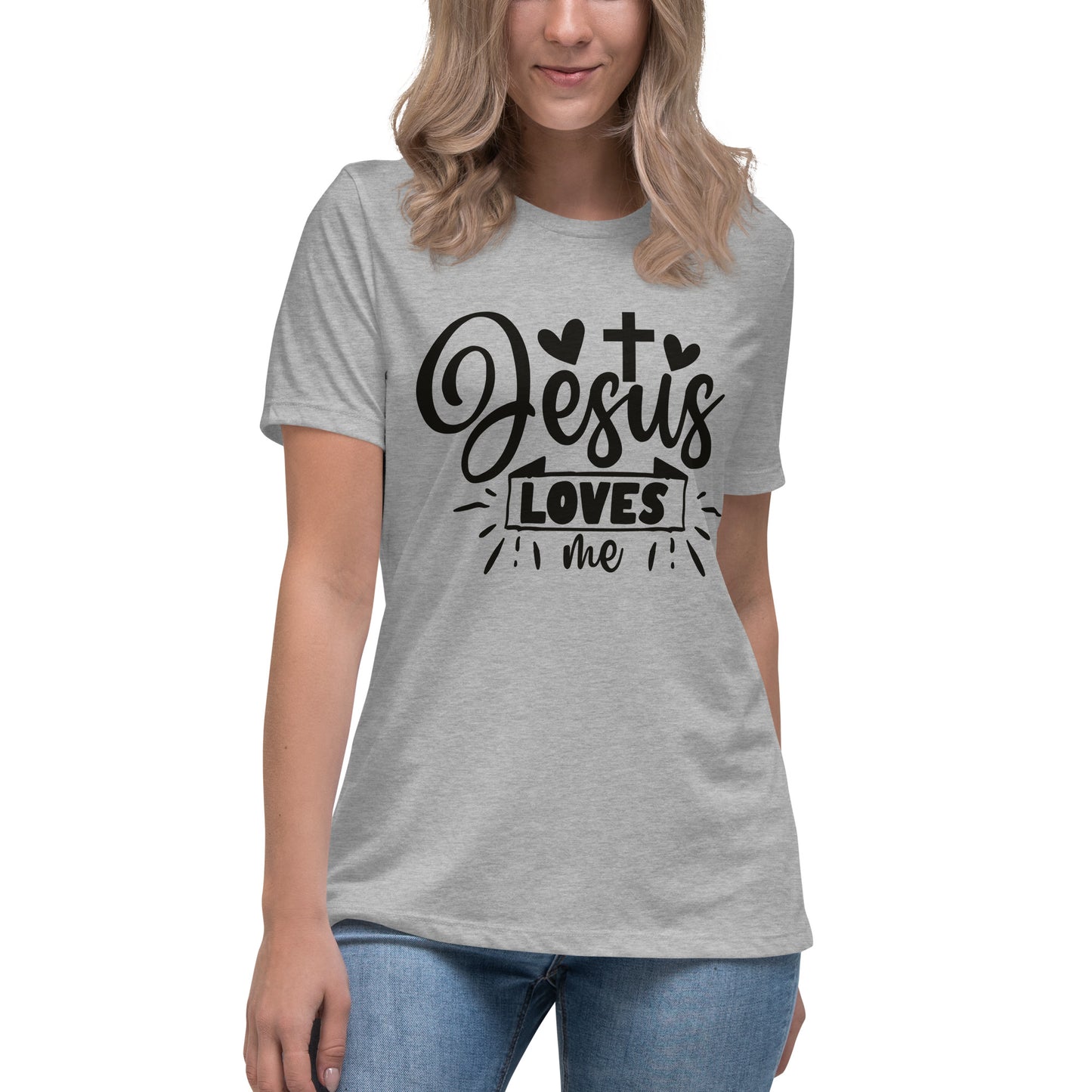 Jesus Loves Me (Black design) - Women's Relaxed T-Shirt