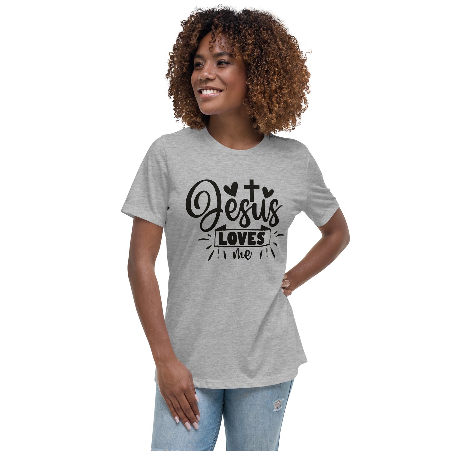 Jesus Loves Me (Black design) - Women's Relaxed T-Shirt