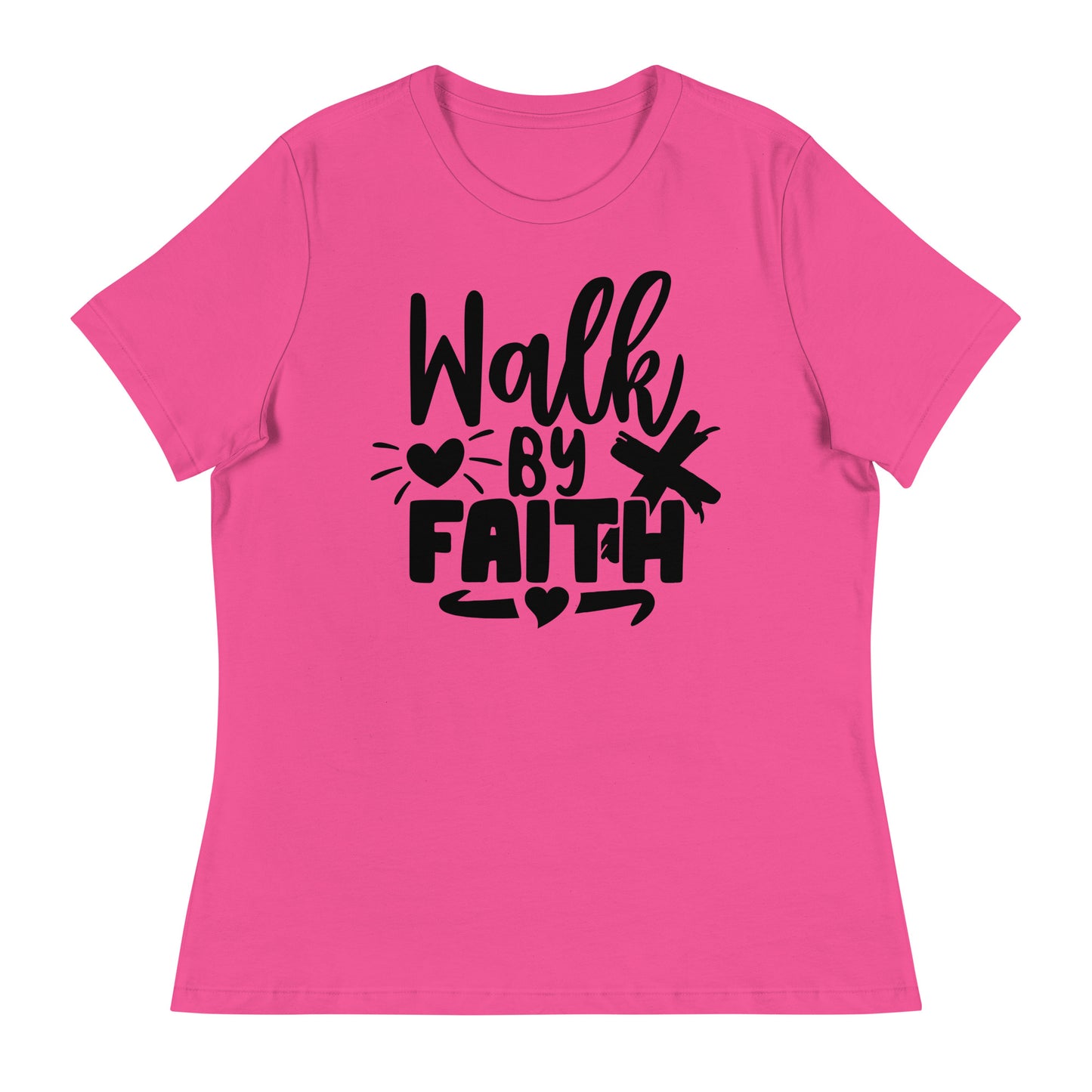 Walk by Faith (Black design)  - Women's Relaxed T-Shirt