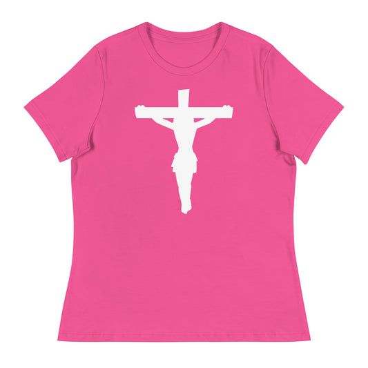 Jesus on the Cross (White design) - Women's Relaxed T-Shirt